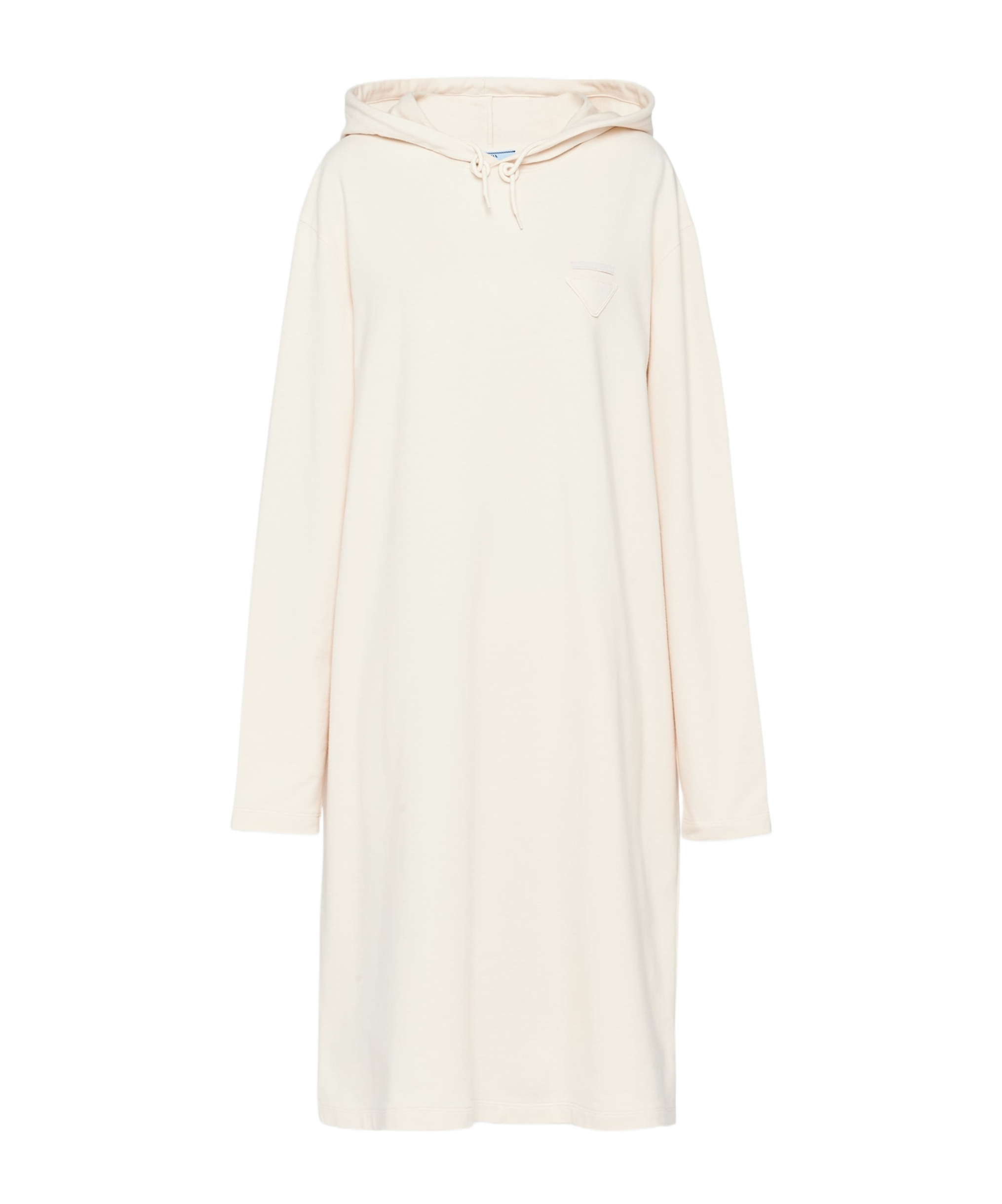 Prada Triangle-logo Fleece Hoodie Dress In Nude