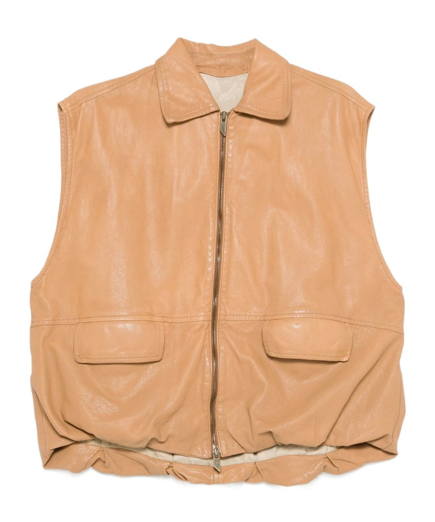 Salvatore Santoro Leather Waistcoat Santoro In Nude
