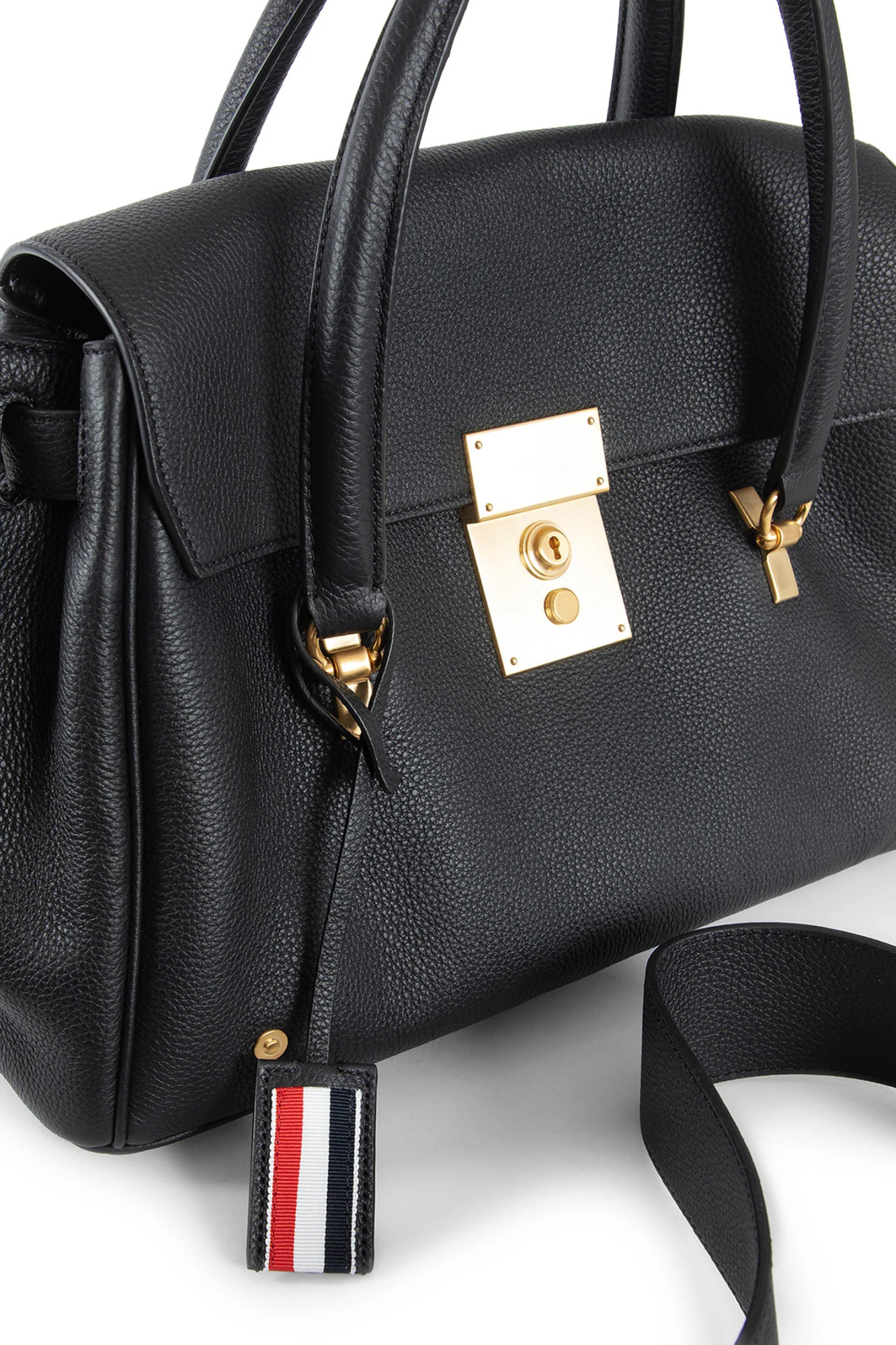 Thom Browne Lock Buckle Shoulder Bag In Black