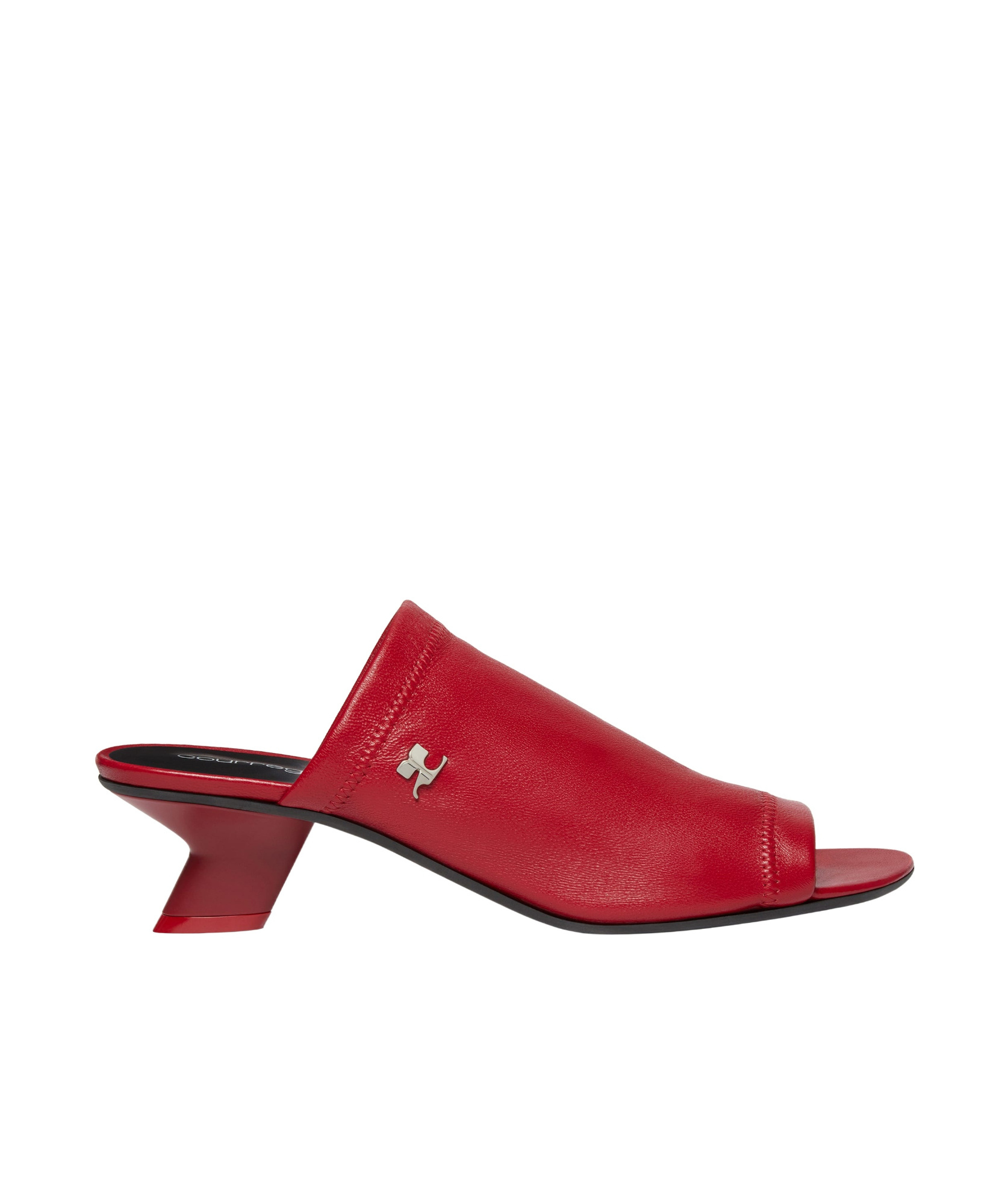 Courrèges Wet Stretch 50 Leather Mules In Red