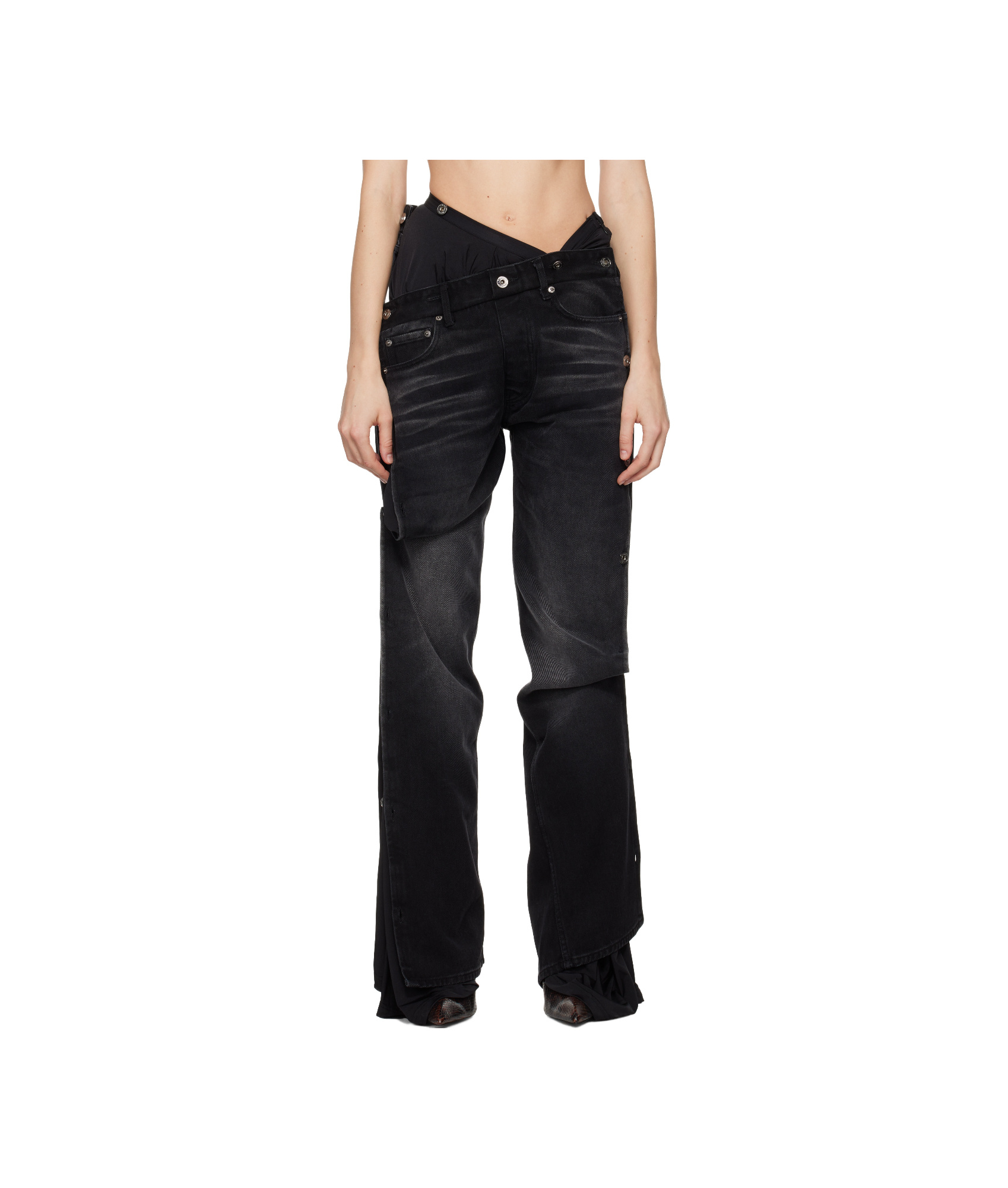 Y/project Layered-design Jeans In Black