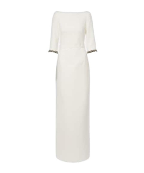 Safiyaa London Bridal Amaris Embellished Crêpe Gown In White