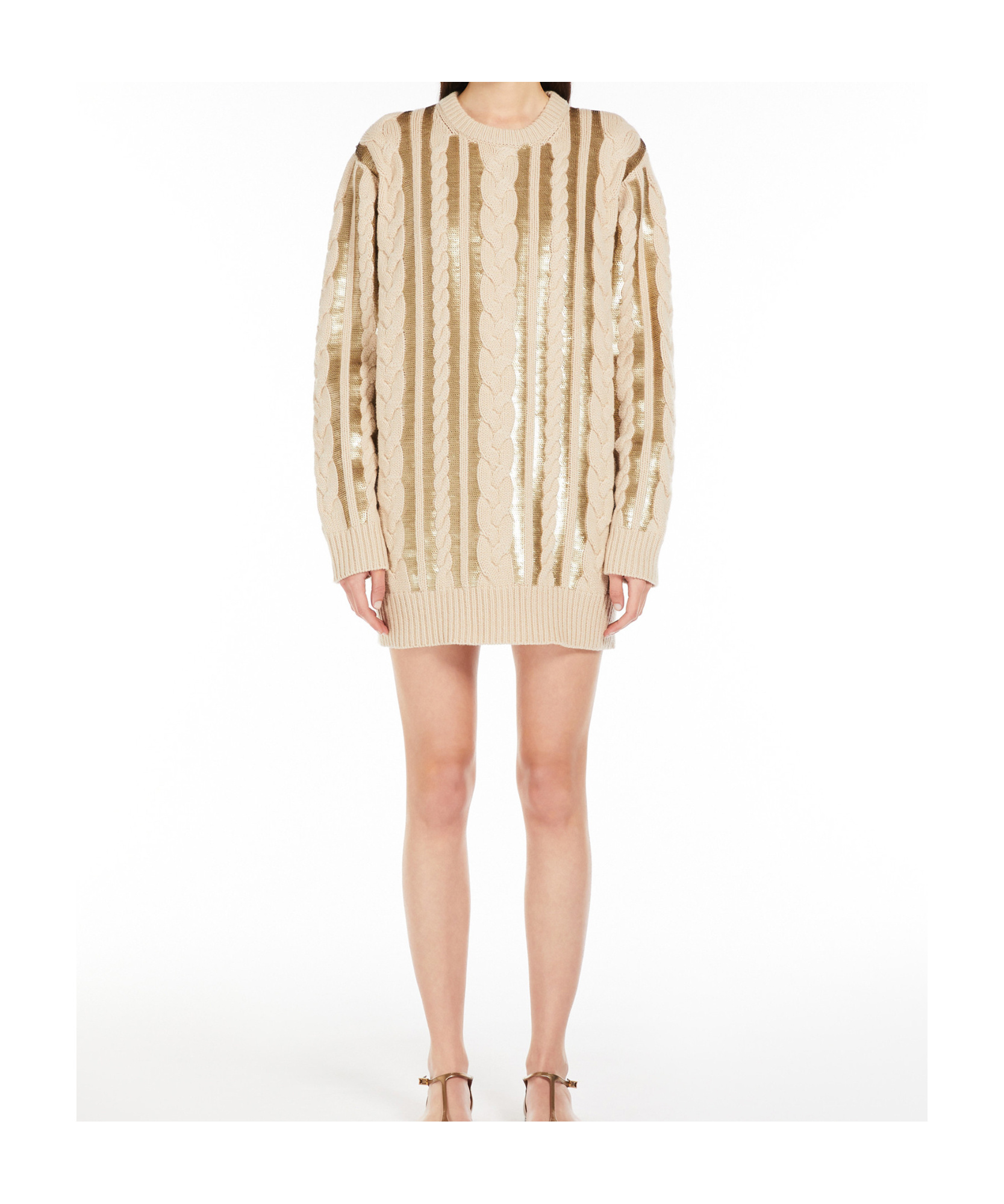 Max Mara Wool And Cashmere Short Dress In Nude