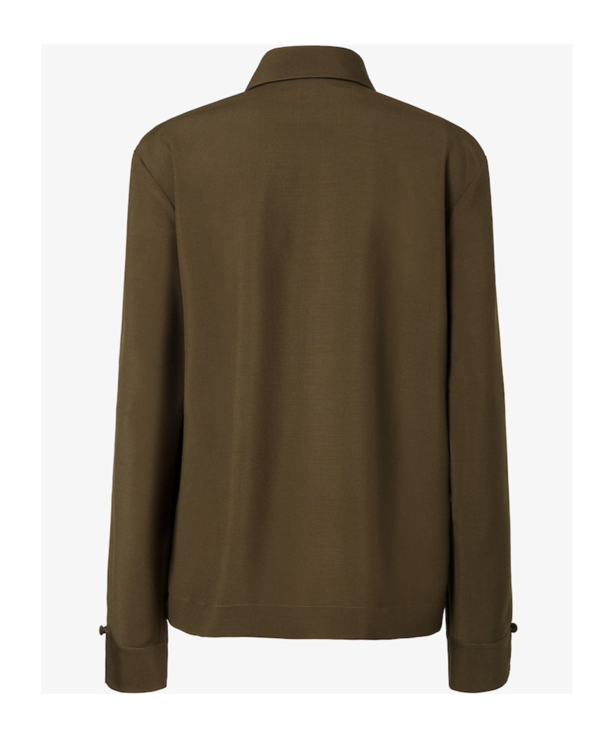 Fendi Asymmetric Wool-mohair Blouse In Green