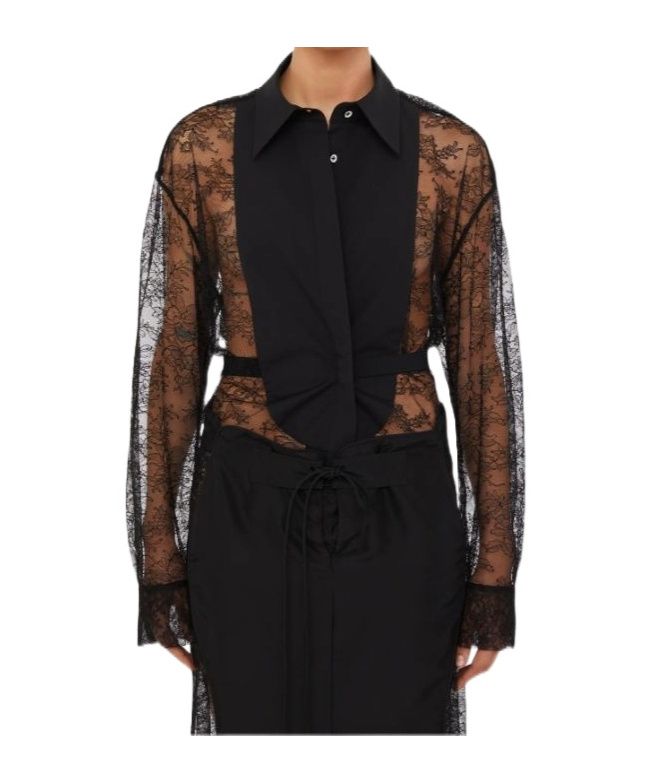 Christopher Esber Lace Tuxedo Shirt In Black