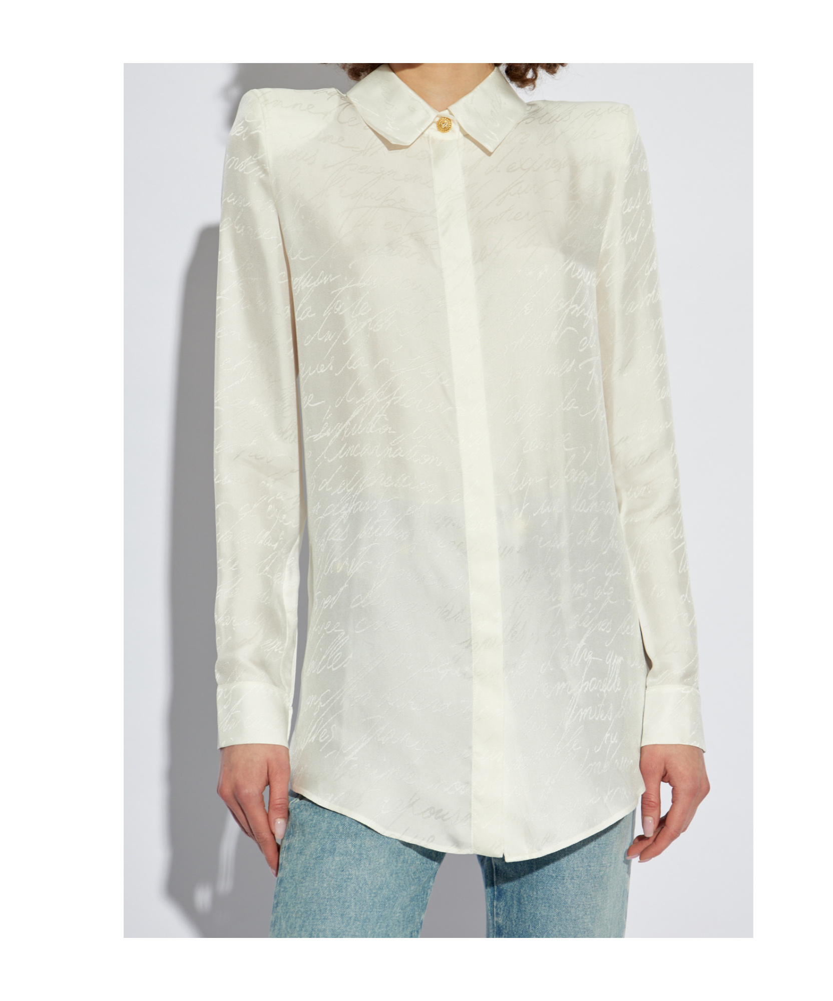 Balmain Monogram Jacquard Buttoned Shirt In White