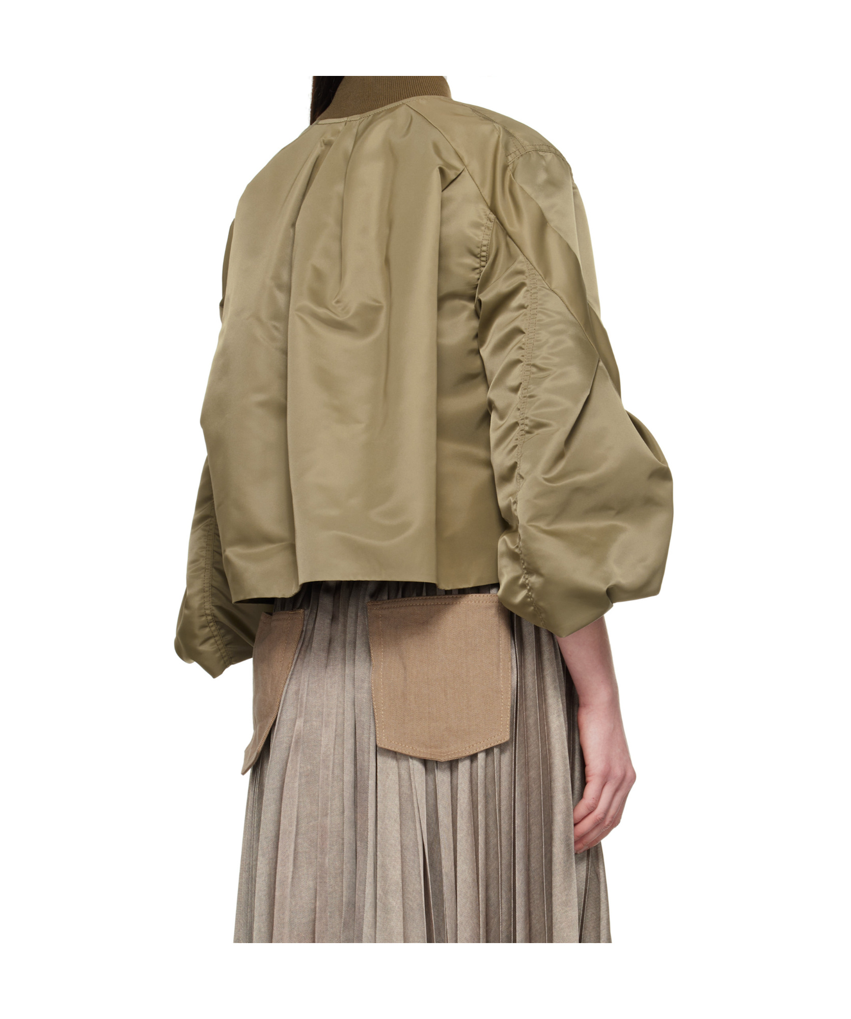 Sacai Khaki Nylon Twill Bomber Jacket In Nude