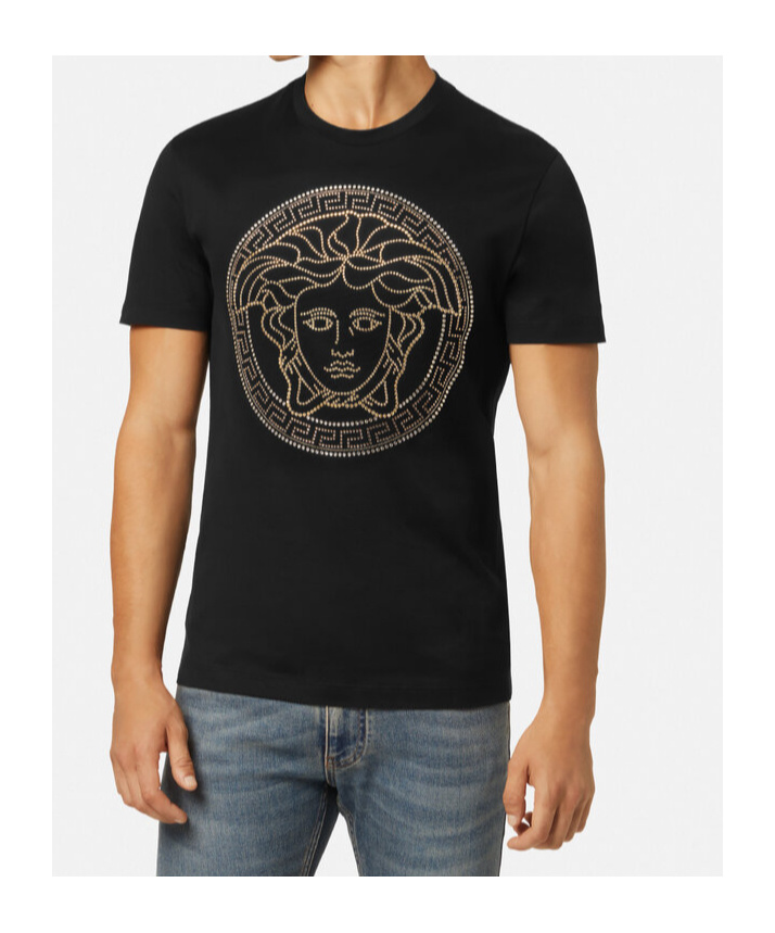 Versace Medusa Crystal-embellished T-shirt In Black