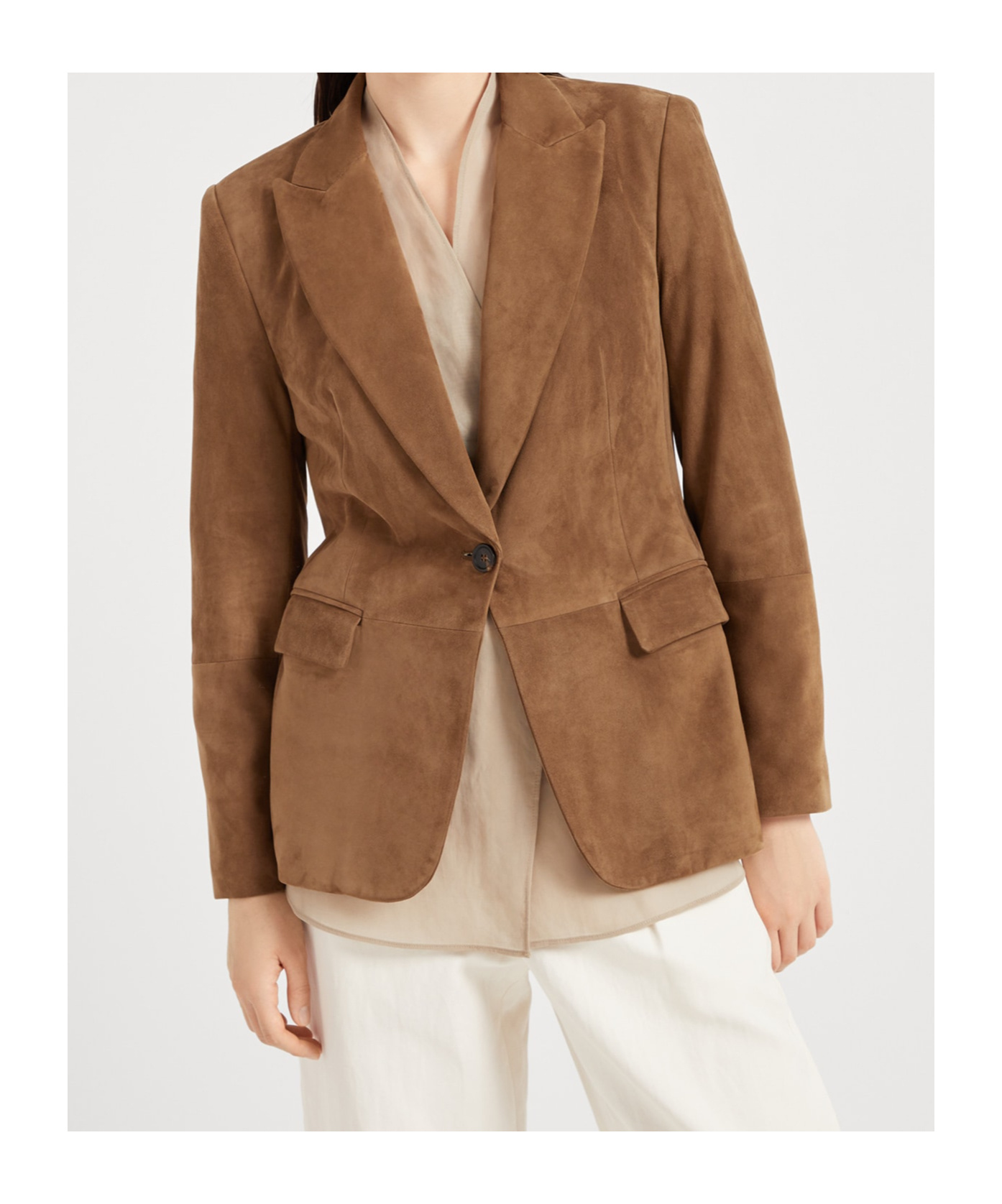 Brunello Cucinelli Leather Jacket In Brown
