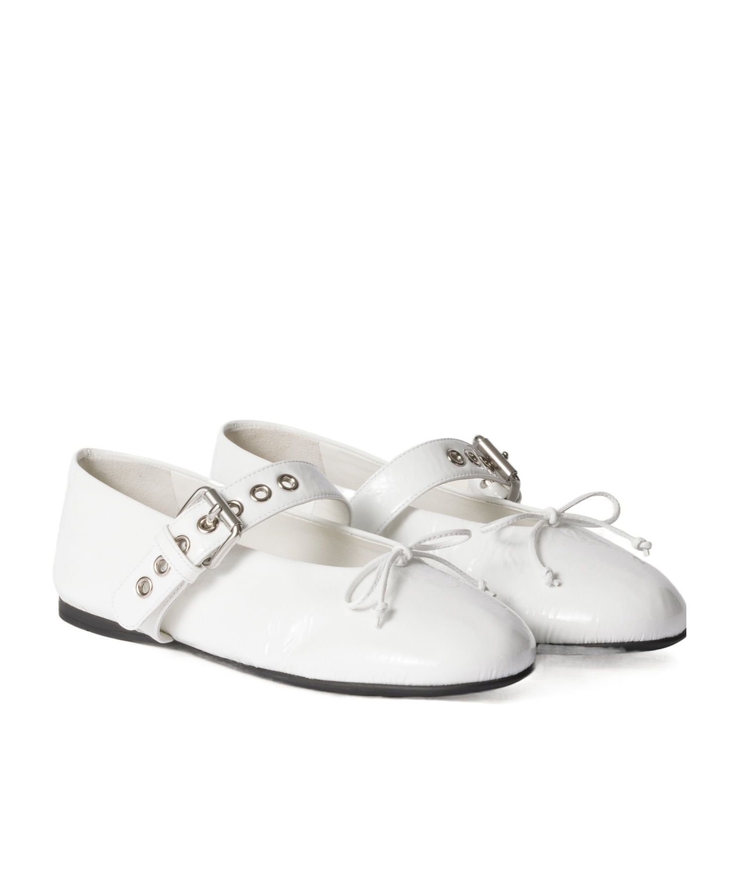 Miu Miu Patent-finish Leather Ballet Flats In White