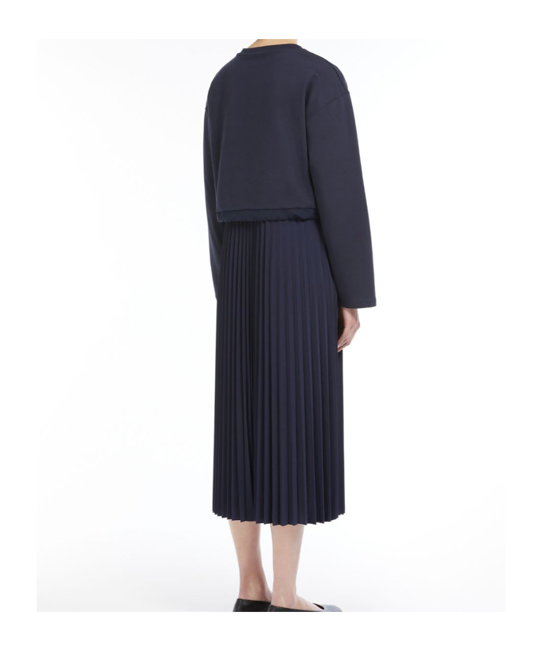 Weekend Max Mara Scatola Long Sleeve Mixed Media Dress In Black