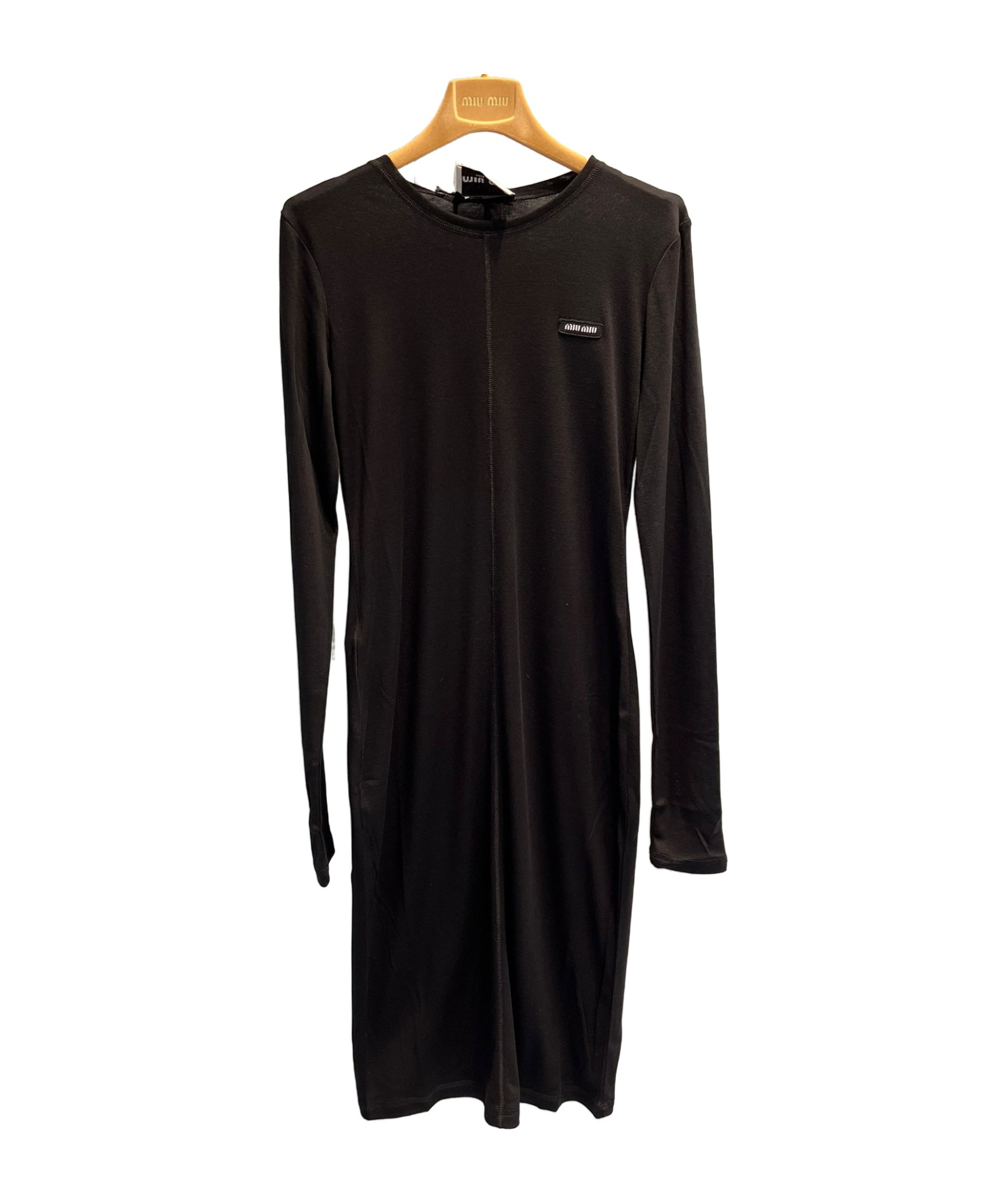 Miu Miu Logo Detail Dress In Black