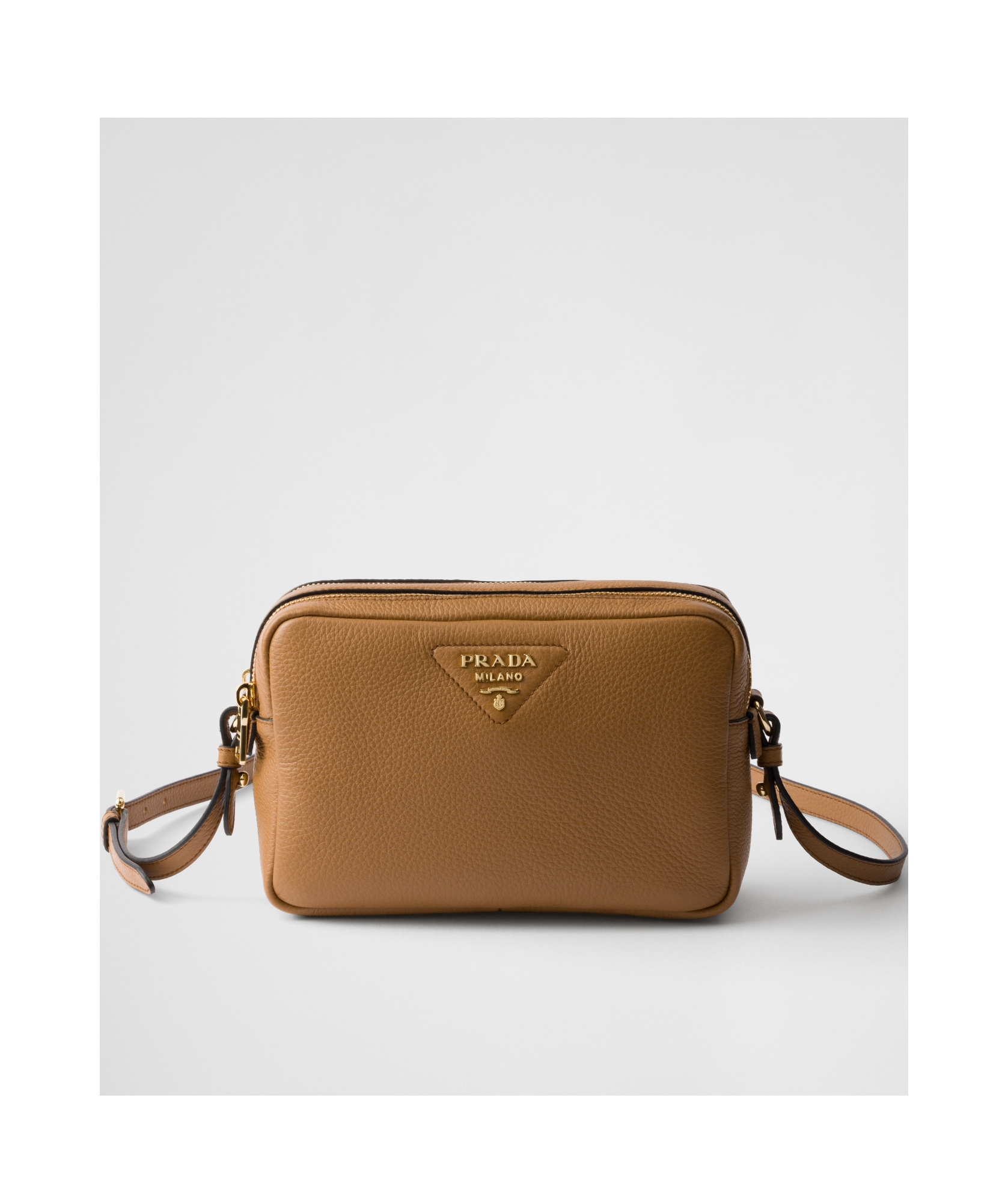 Shop Prada Small Leather Shoulder Bag In Brown