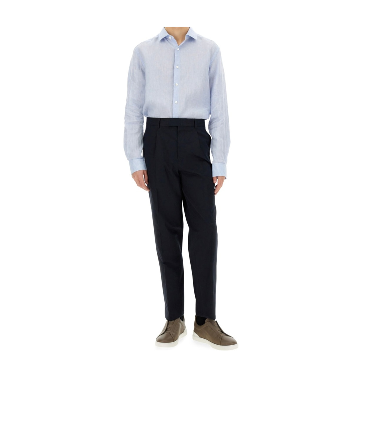 Shop Zegna Linen Shirt In Gray
