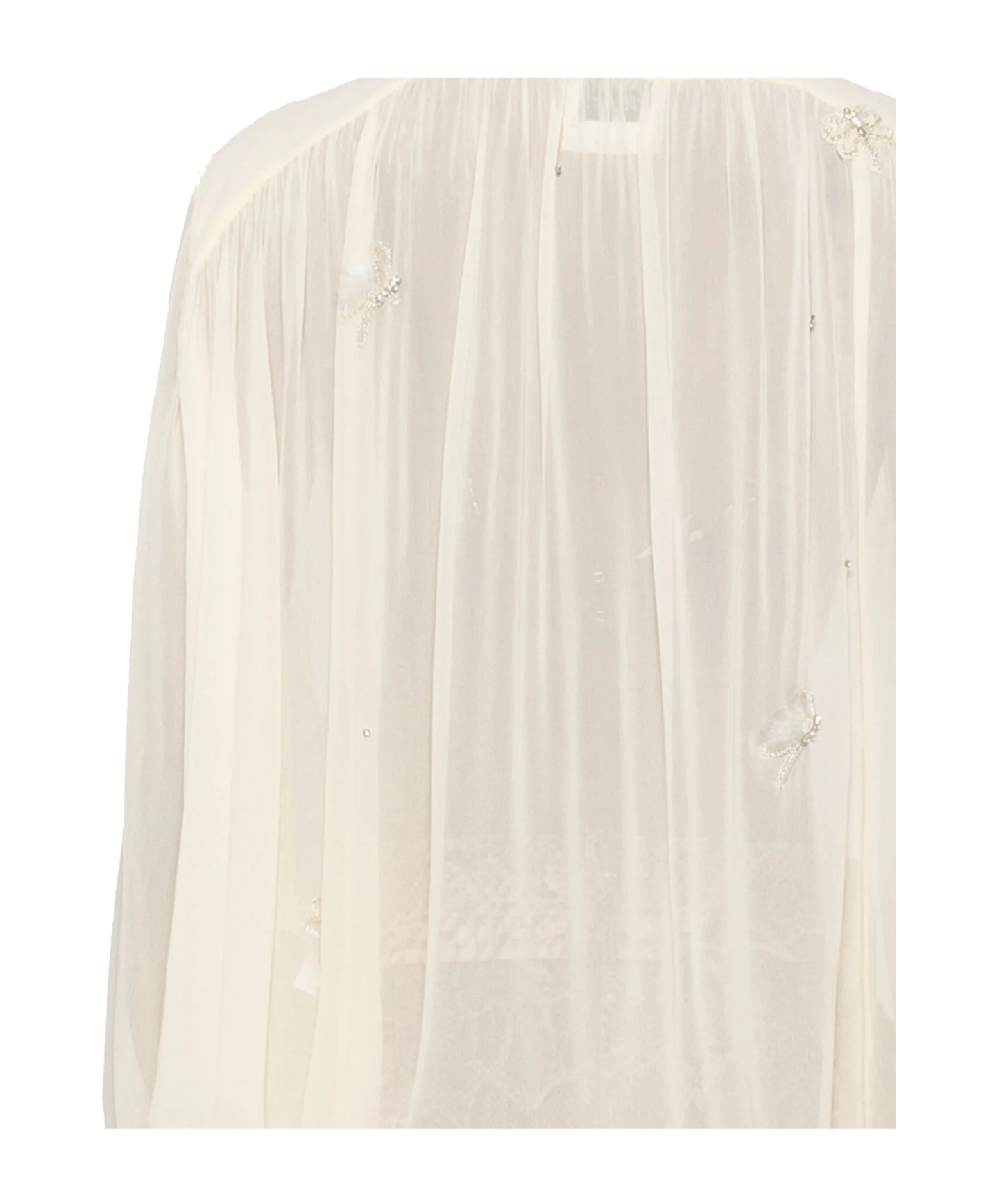 Forte Forte Lightweight Semi-sheer Beige Blouse With Bow Detail In White