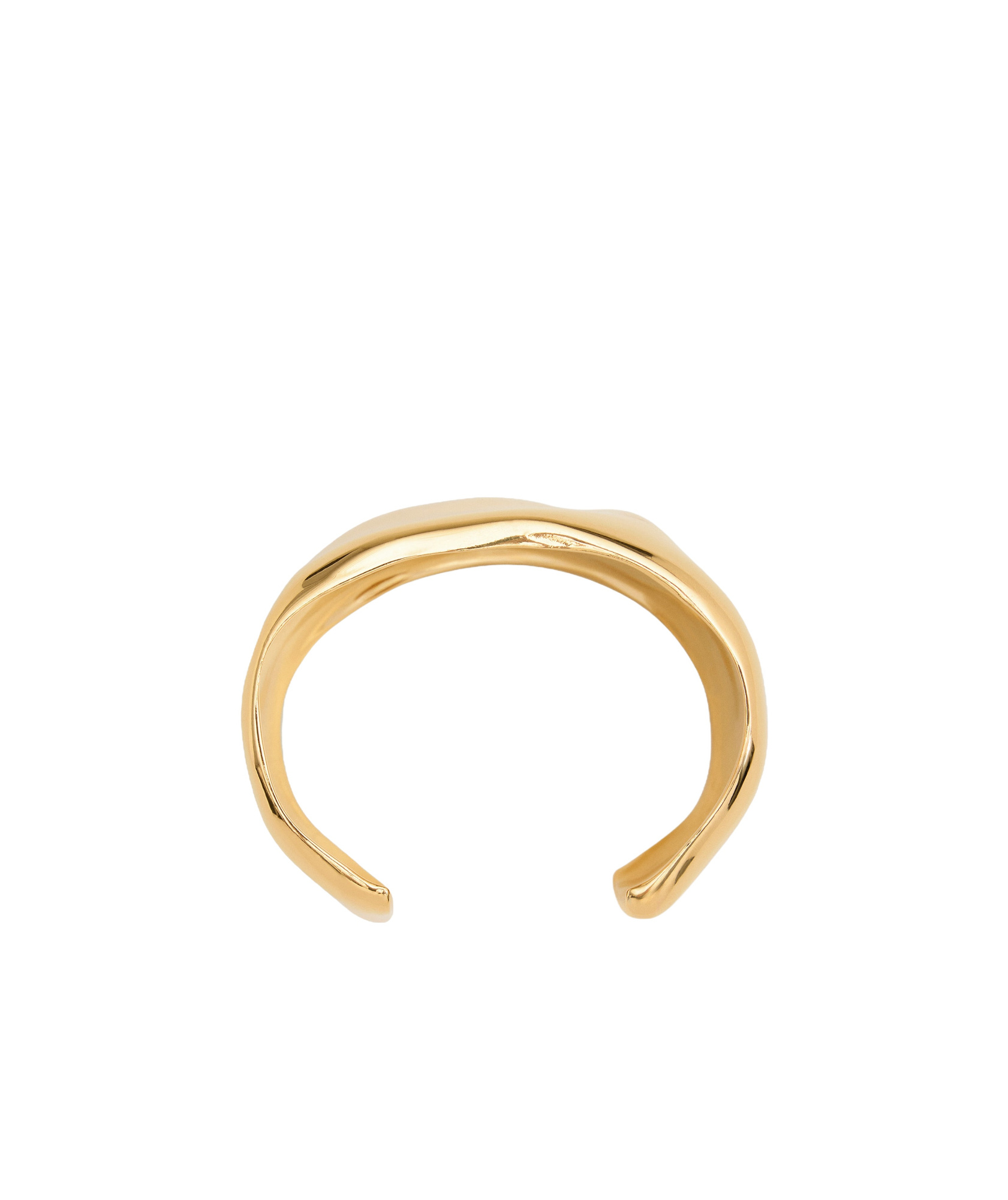 Ami Alexandre Mattiussi Large Size Hammered Cuff In Gold-plated Brass. In Yellow