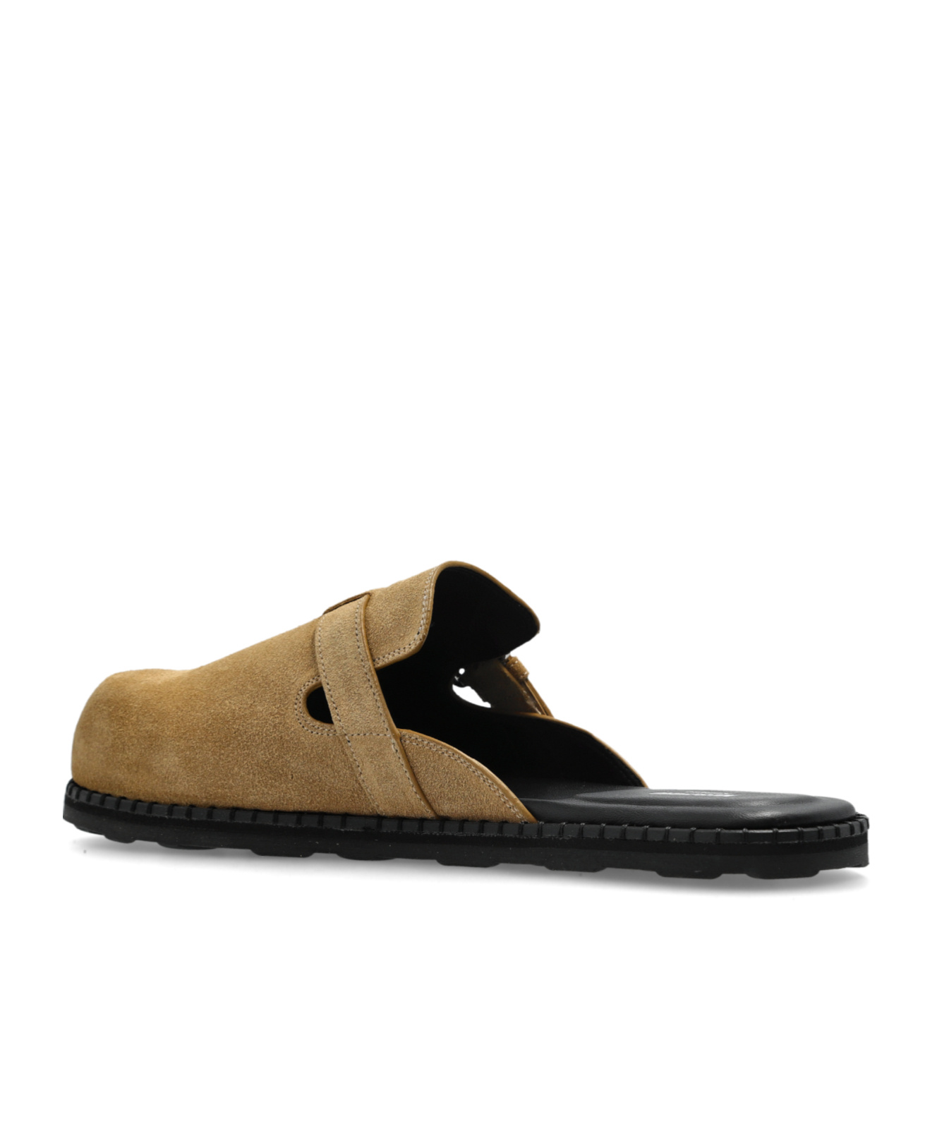 Moschino Suede Sabot With Strap In Black
