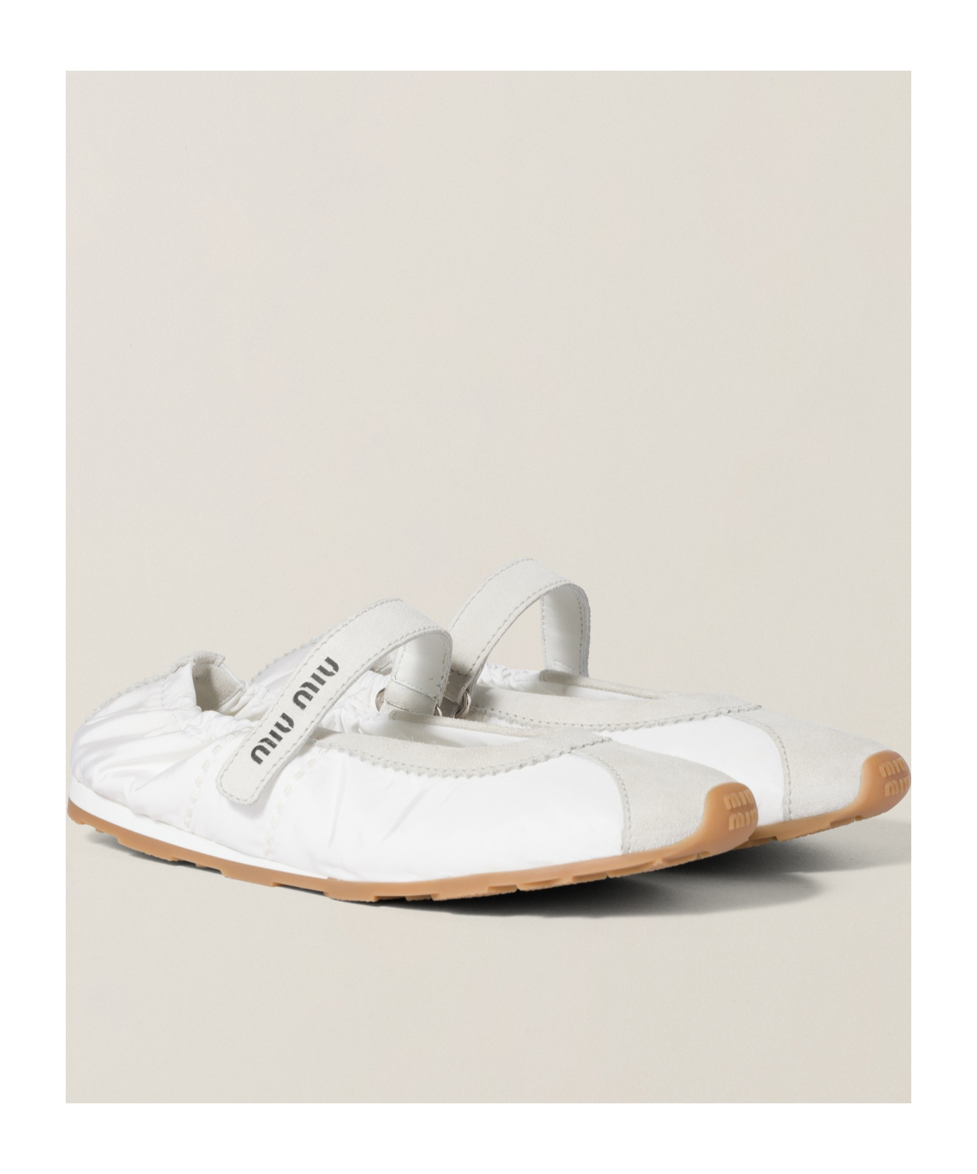 Miu Miu Plume Technical Fabric And Suede Ballerinas