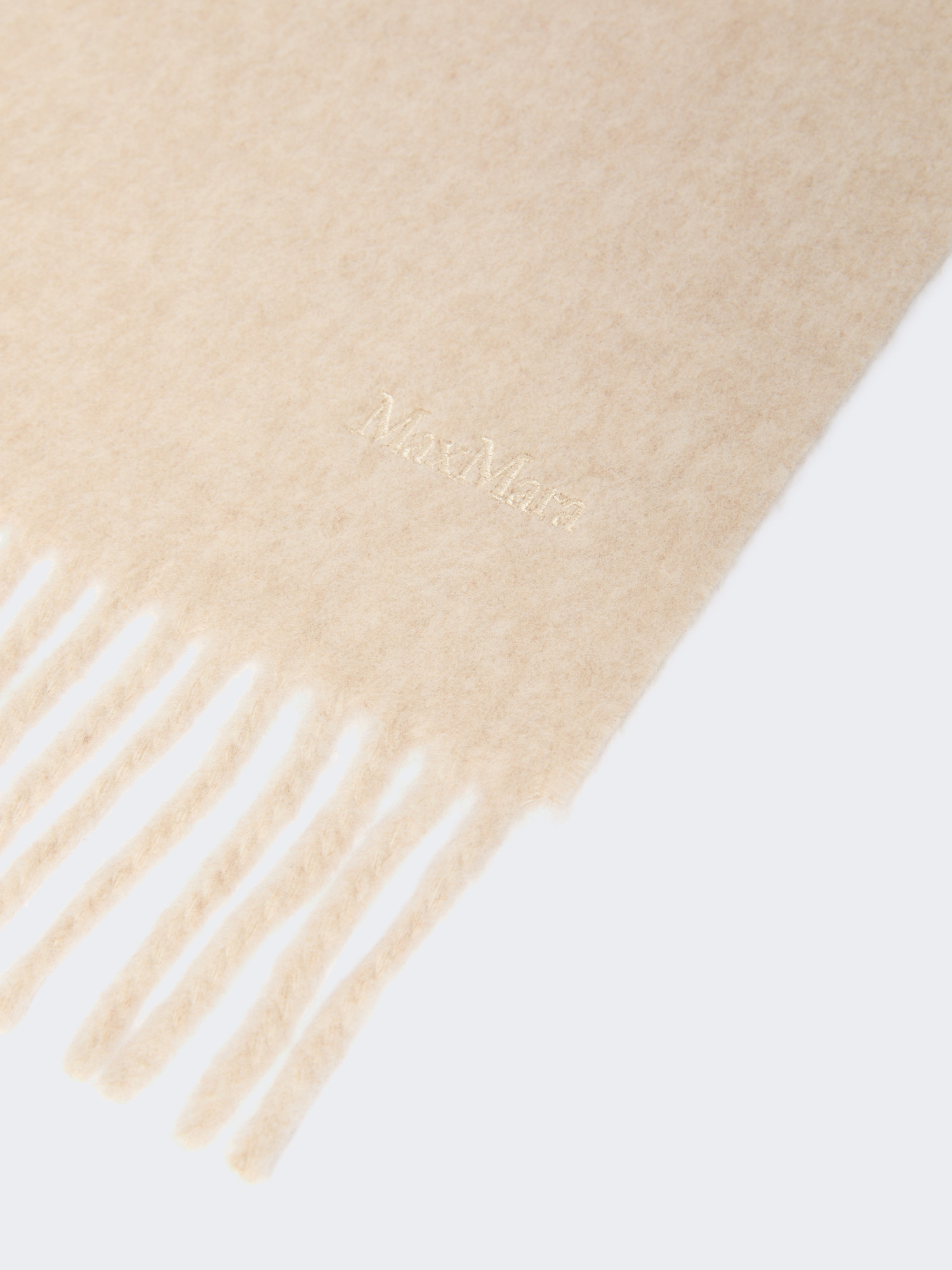 Max Mara Embroidered Wool Scarf In Neutral