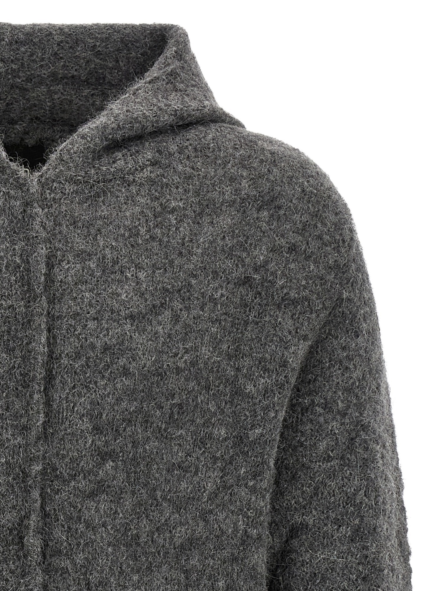 Thom Krom Textured Grey Alpaca Blend Hooded Sweater In Gray