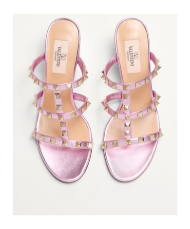 Valentino Rockstud Caged 60 Leather Sandal In Pink