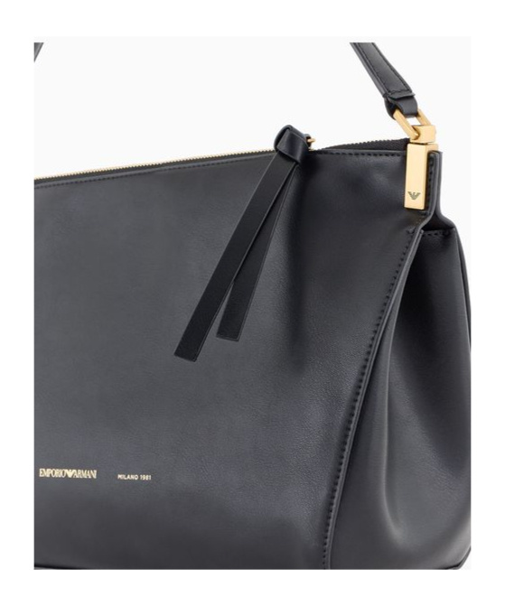 Emporio Armani Leather Shoulder Bag In Black