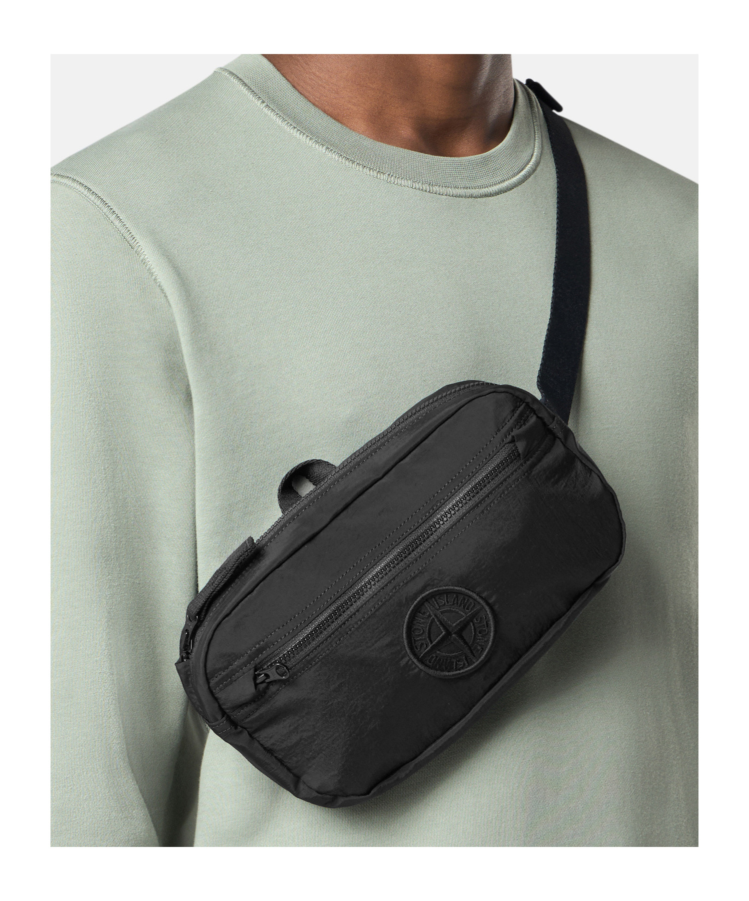STONE ISLAND LOGO-EMBROIDERED BELT BAG