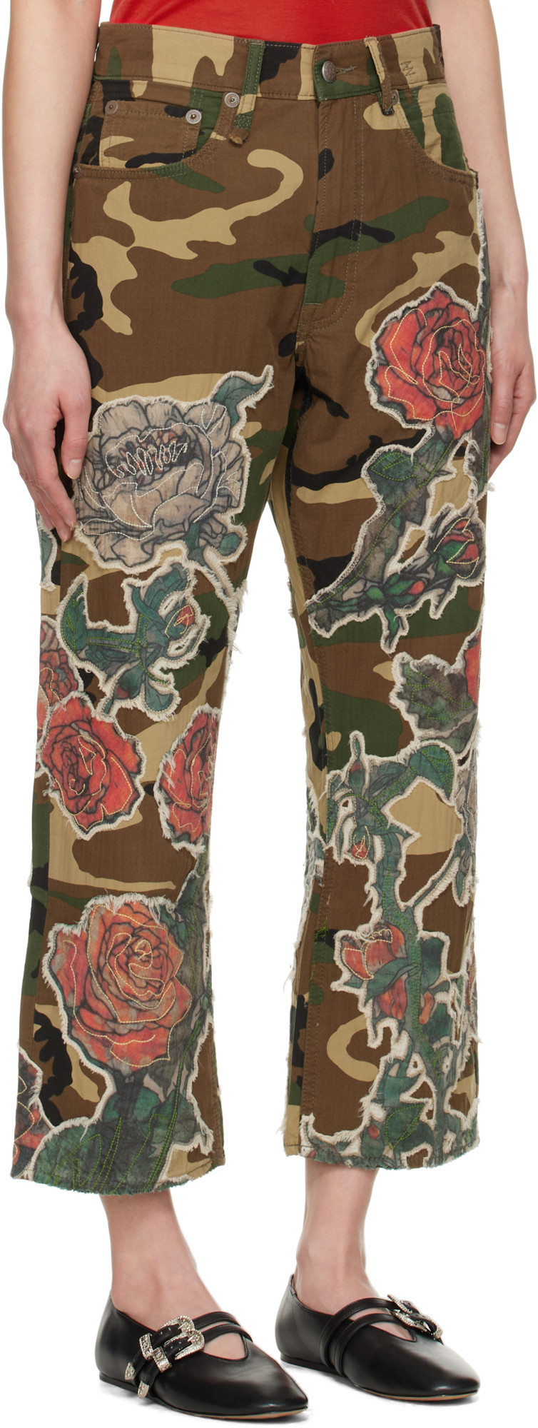 R13 Camo Patchwork Utility Pants In Khaki