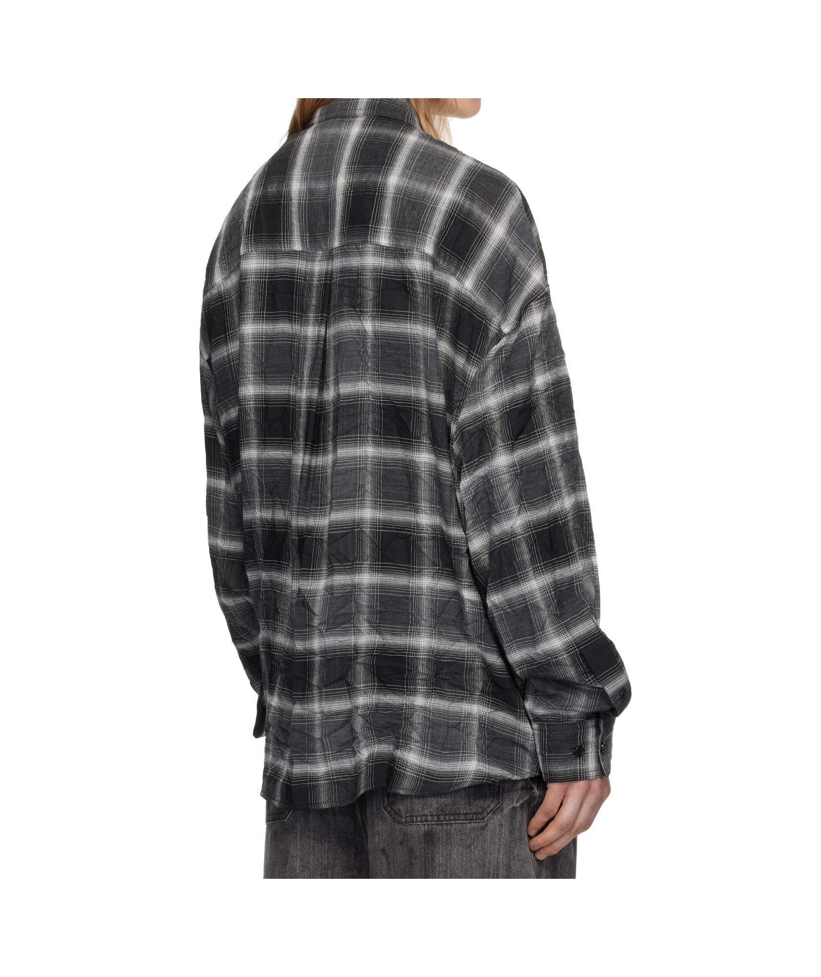 Juunj Gray Crinkled Check Shirt In Black