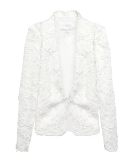 Giambattista Valli Single-breasted Fringed Lace Jacket In White