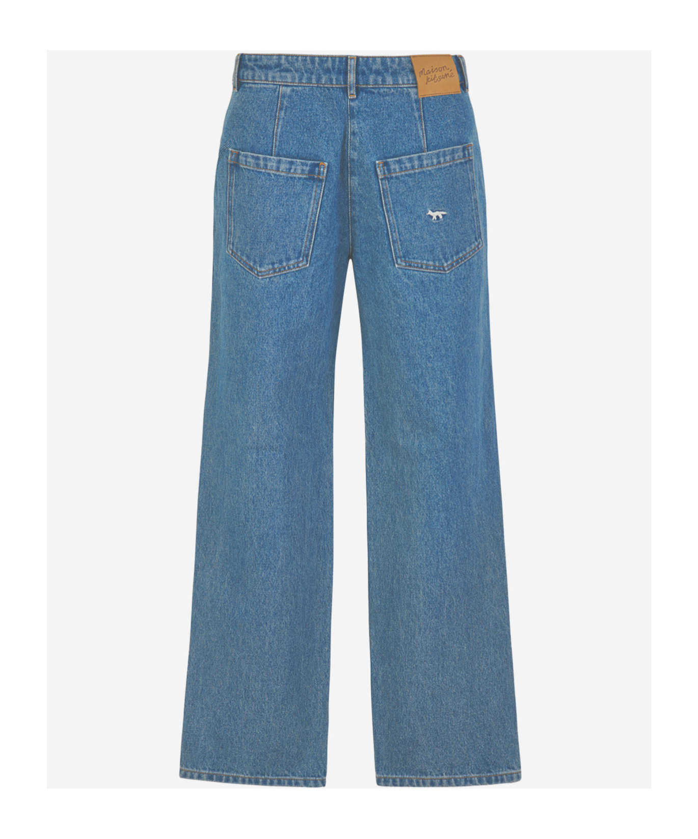 Shop Maison Kitsuné Belt-loop Jeans In Blue