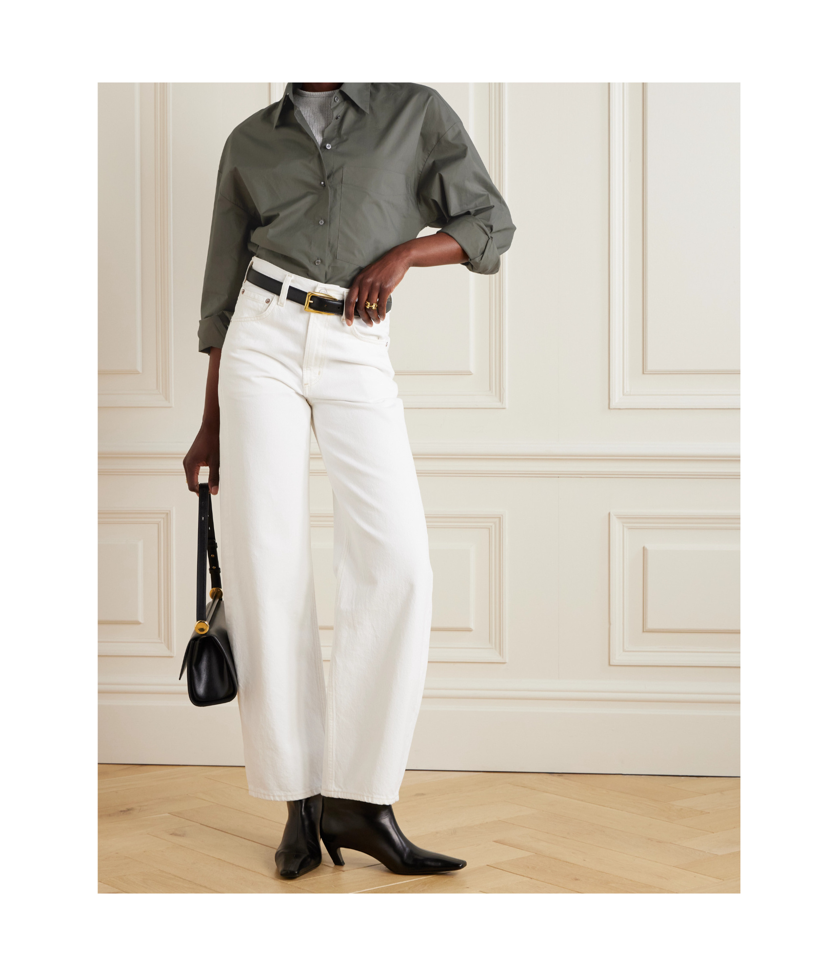 Agolde Long Sleeve Button-down Shirt In Gray