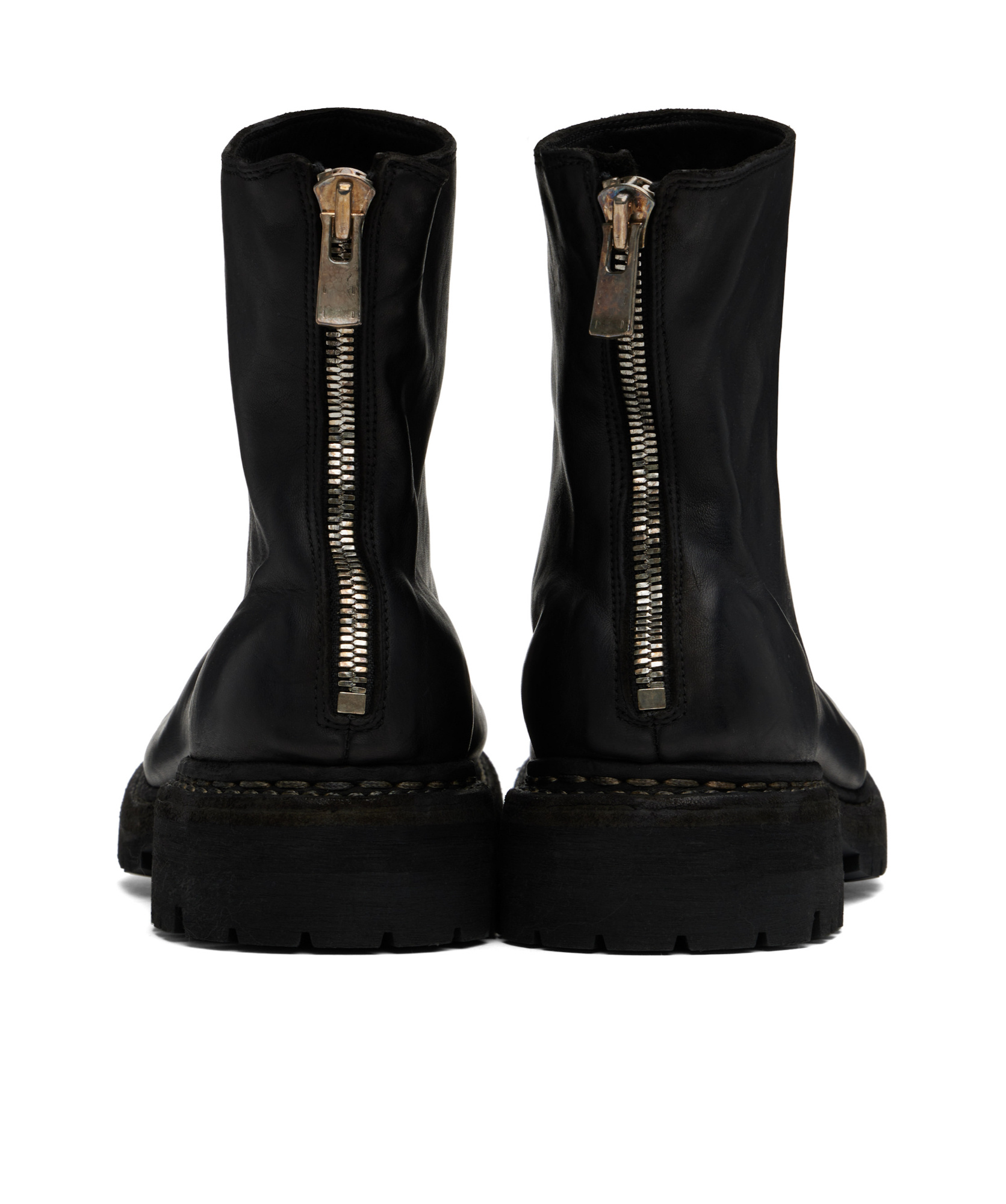 Guidi Round-head Short Boots In Black