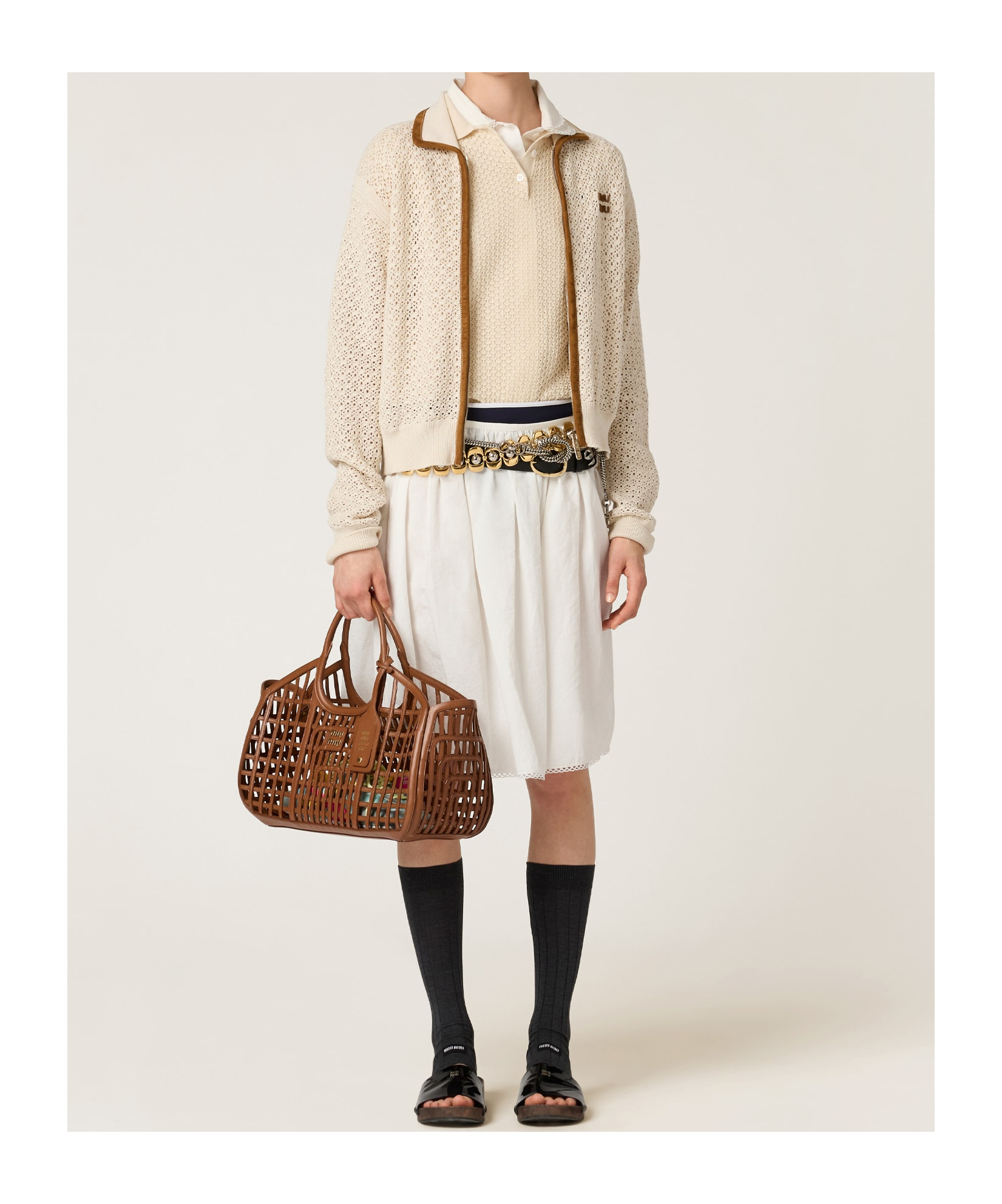 Miu Miu Mc Natural Lace Knit Polo