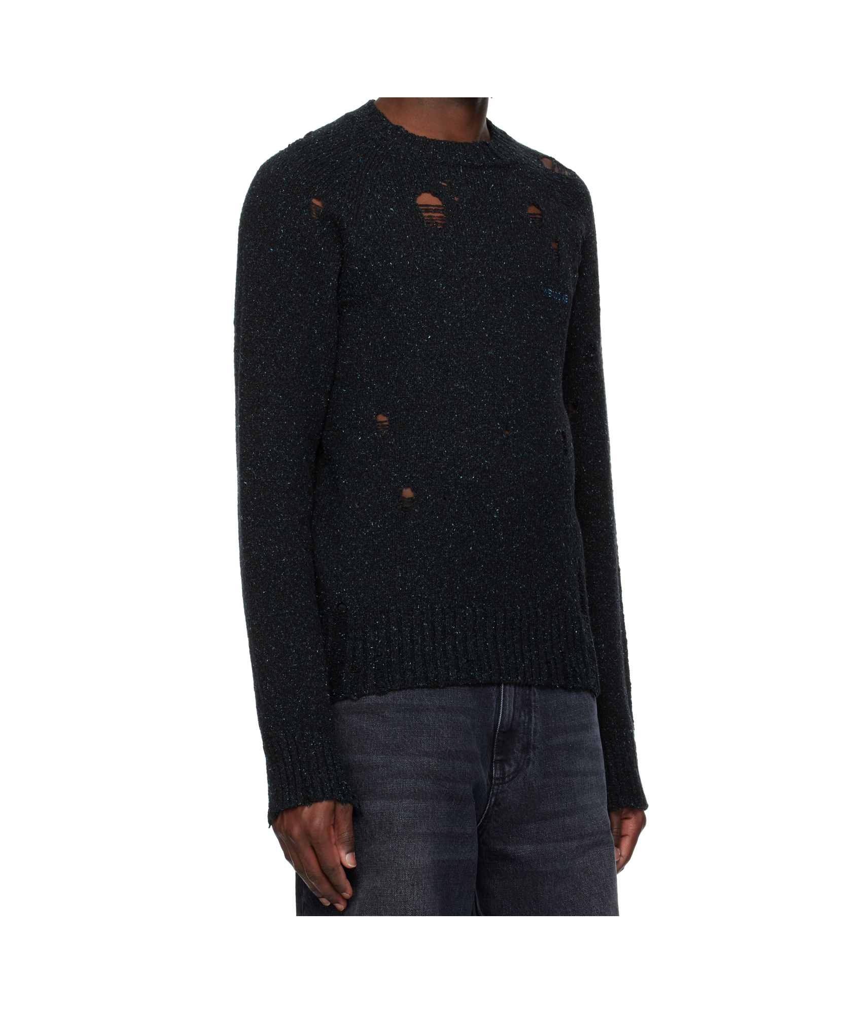 We11 Done Crew Neck Long Sleeve Sweater In Black