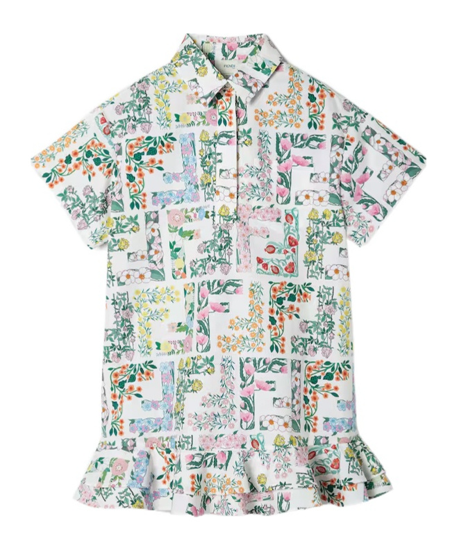 Fendi Multicolor Poplin Junior Dress In Multi