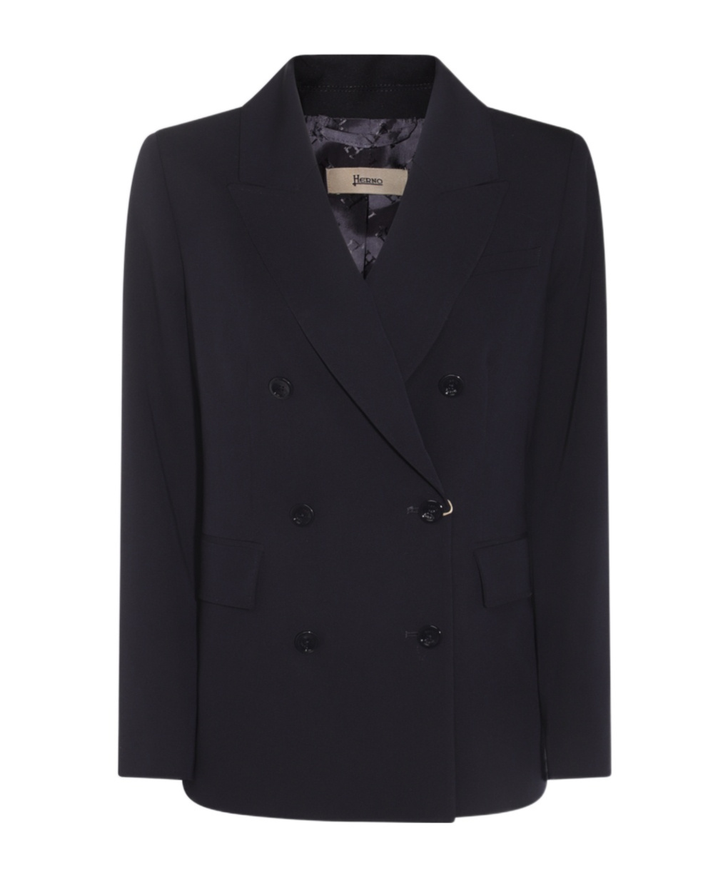 Herno Double-breasted Tailored Blazer In Black