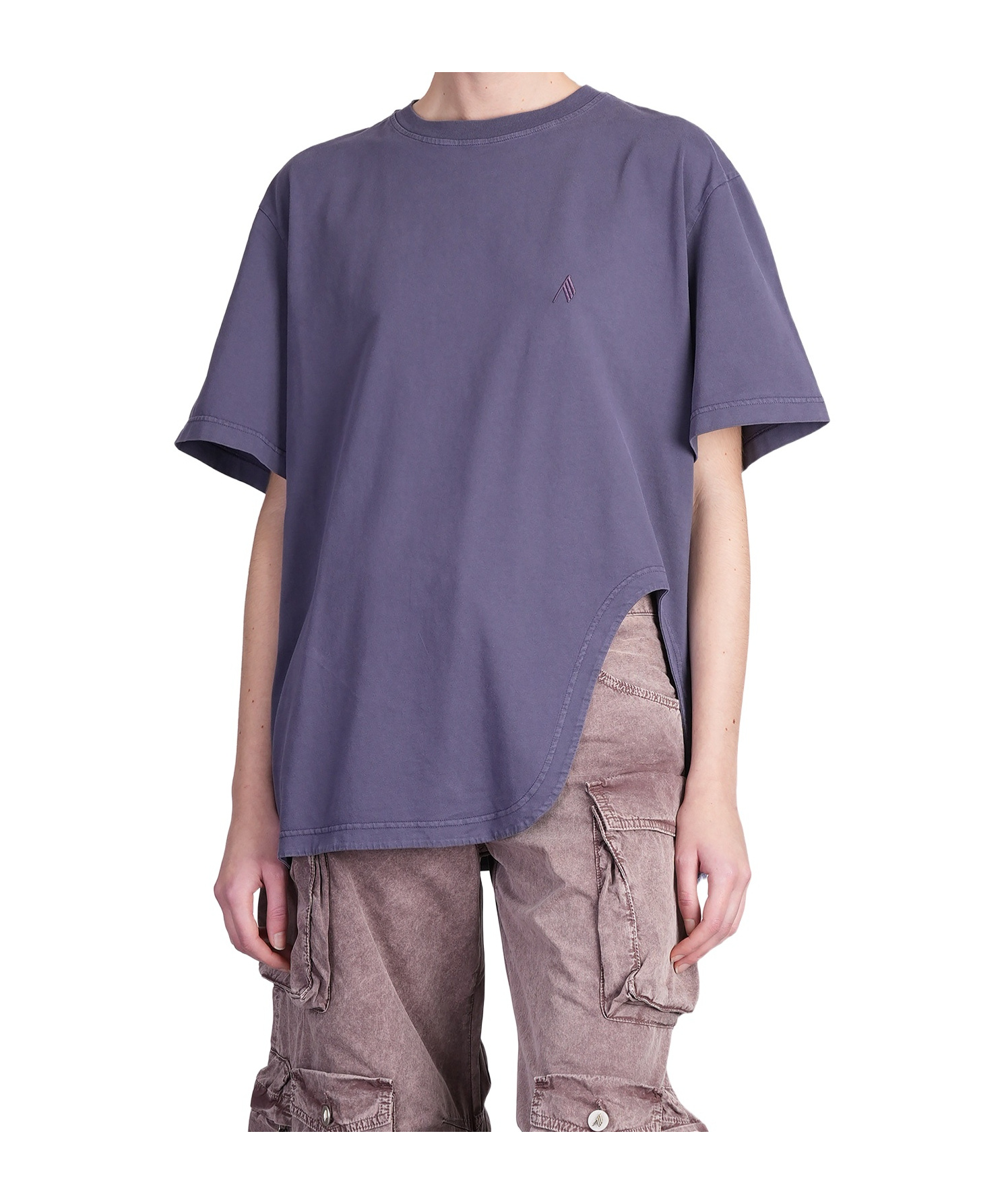 Shop Attico The Logo Embroidered Oversized Jersey T-shirt In Blue