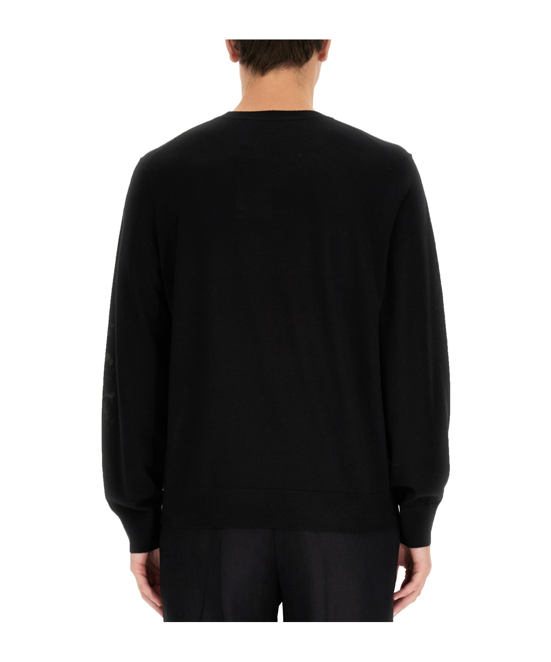 Theory Relaxed Fit Black Wool Sweater With Round Neckline In Black