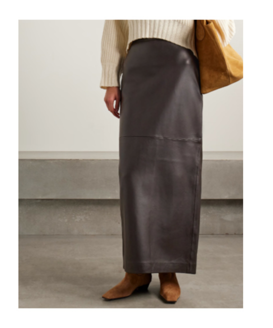 Co Paneled Leather Maxi Skirt In Black