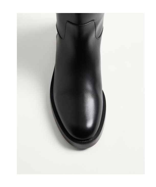 Valentino Garavani Vlogo Signature Calfskin Boot 30mm Woman Black 38.5 In Black