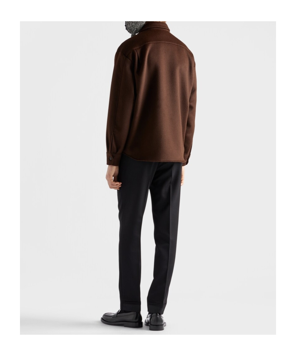 Prada Triangle Logo-patch Shirt In Brown