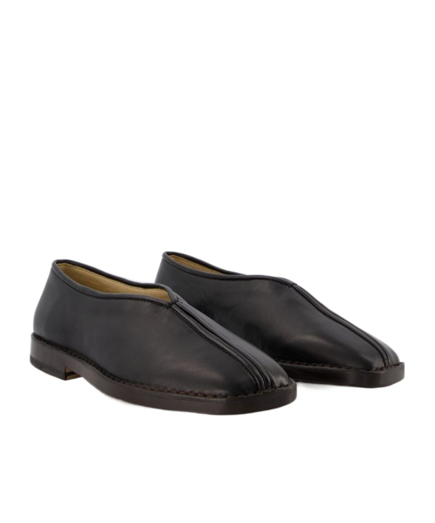 Shop Lemaire Square-toe Leather Loafers In Black