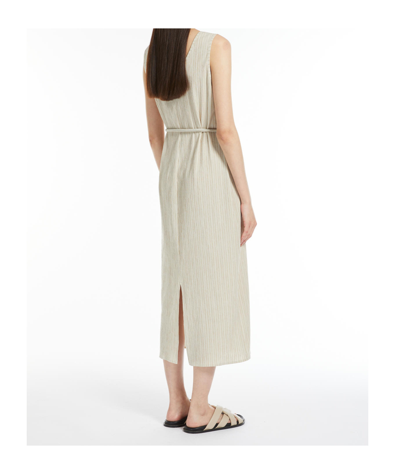 Max Mara Round Neck Sleeveless Dress In Nude