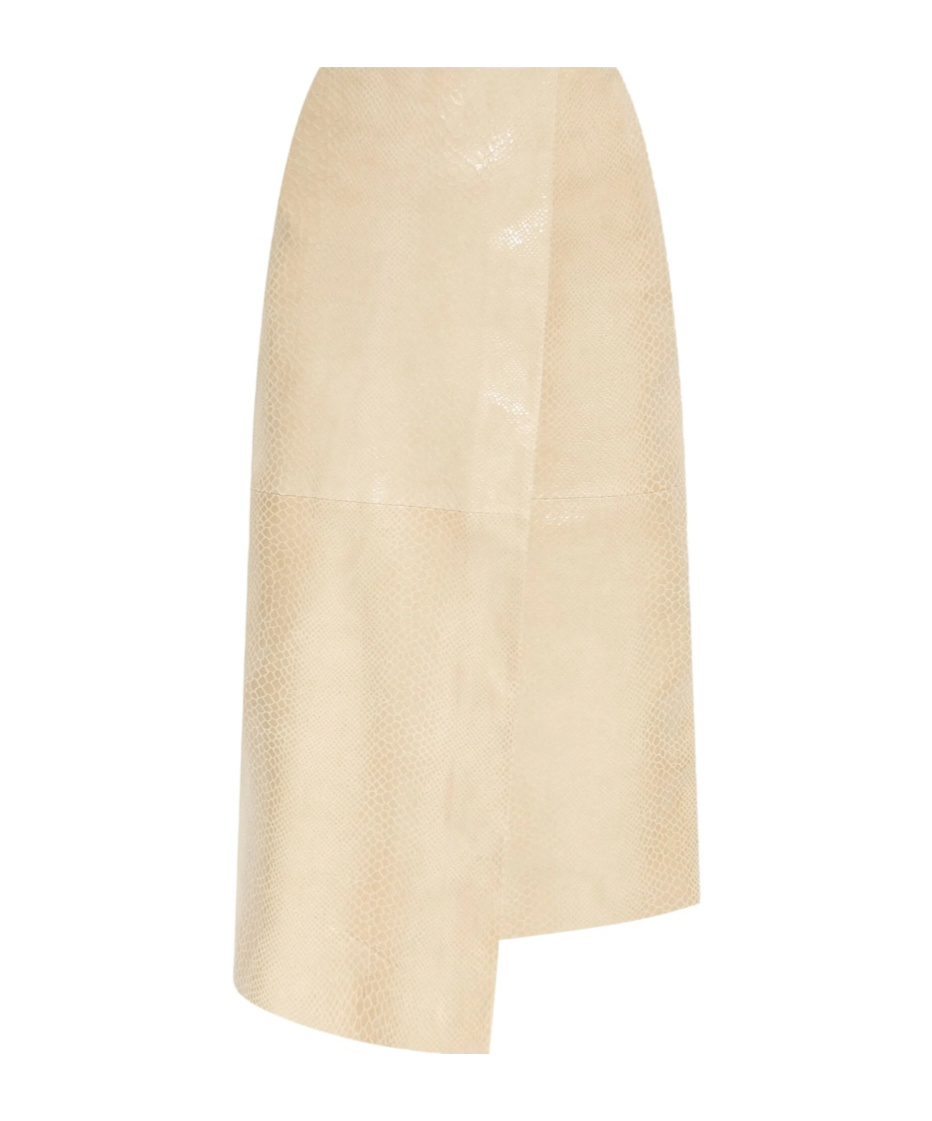 By Malene Birger Hannas Croc-embossed Leather Midi Skirt In Neutral