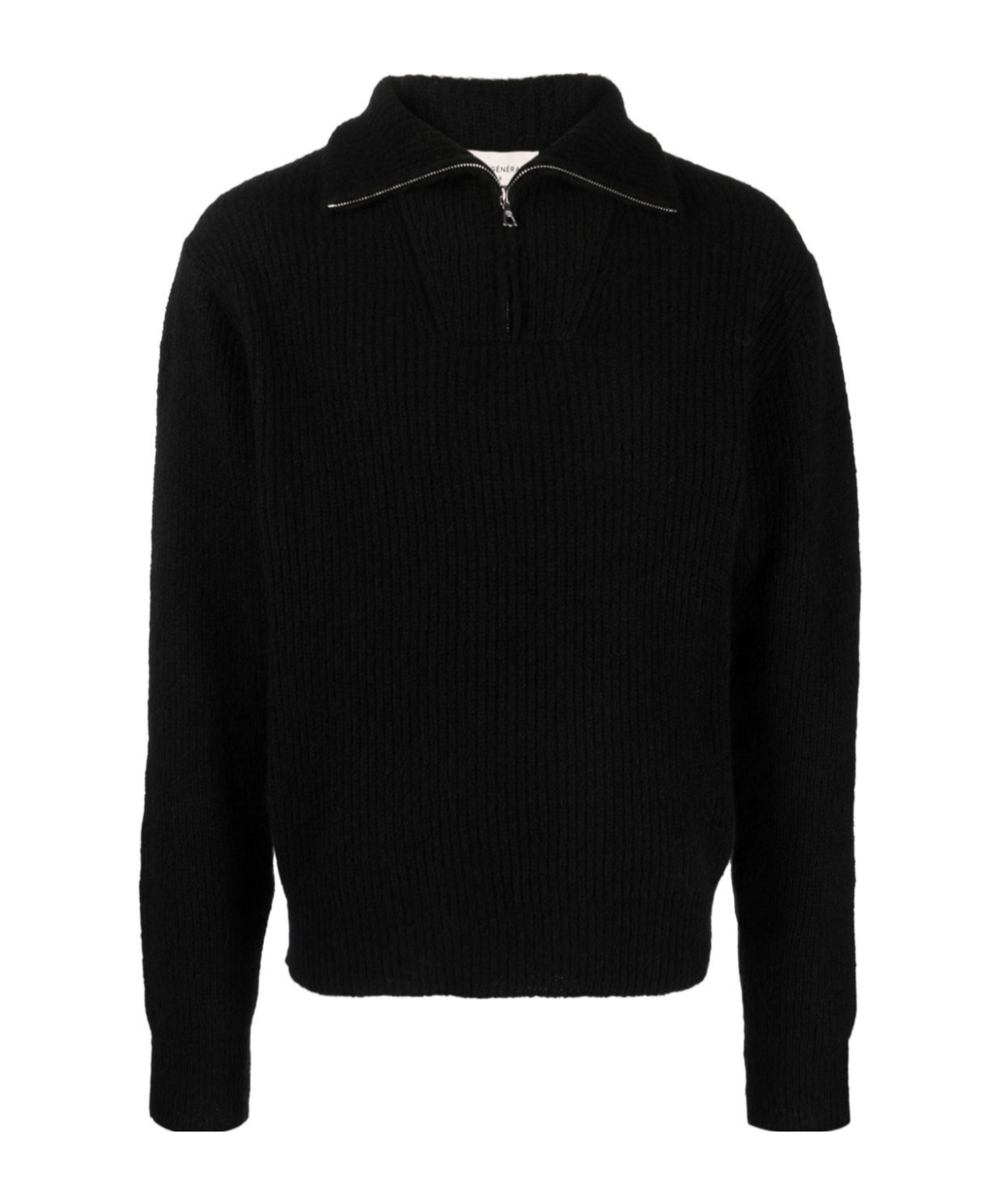 Officine Generale Half Zipped Collar Sweater In Black