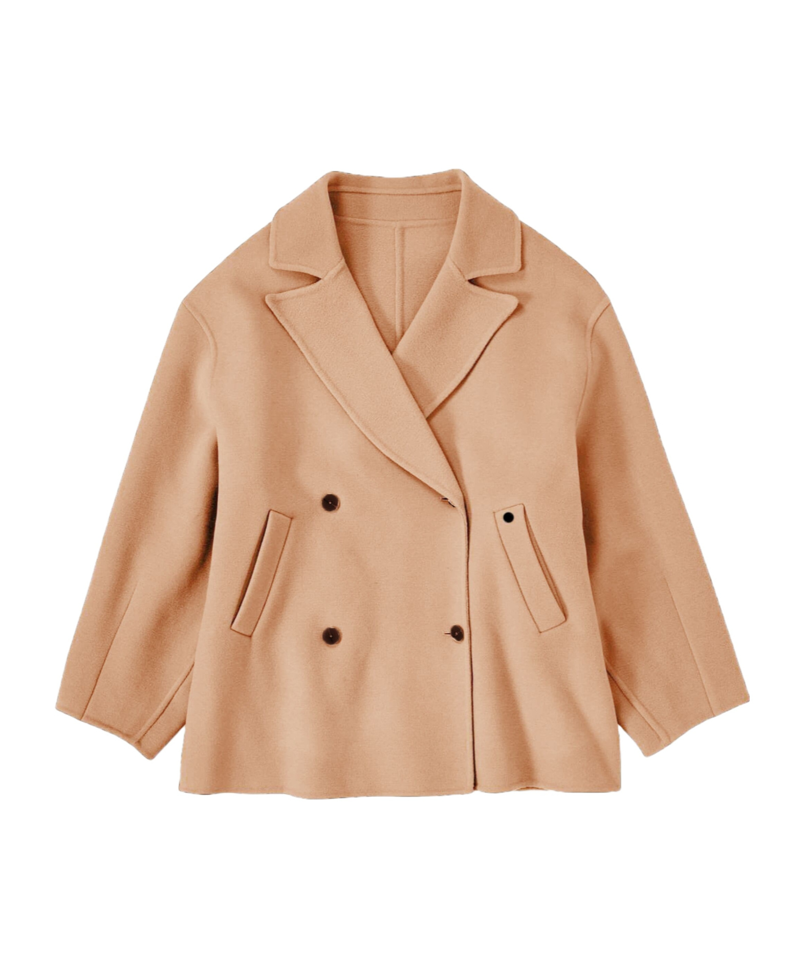 CLOSED DOUBLE-BREASTED SHORT COAT WITH A FLAT COLLAR