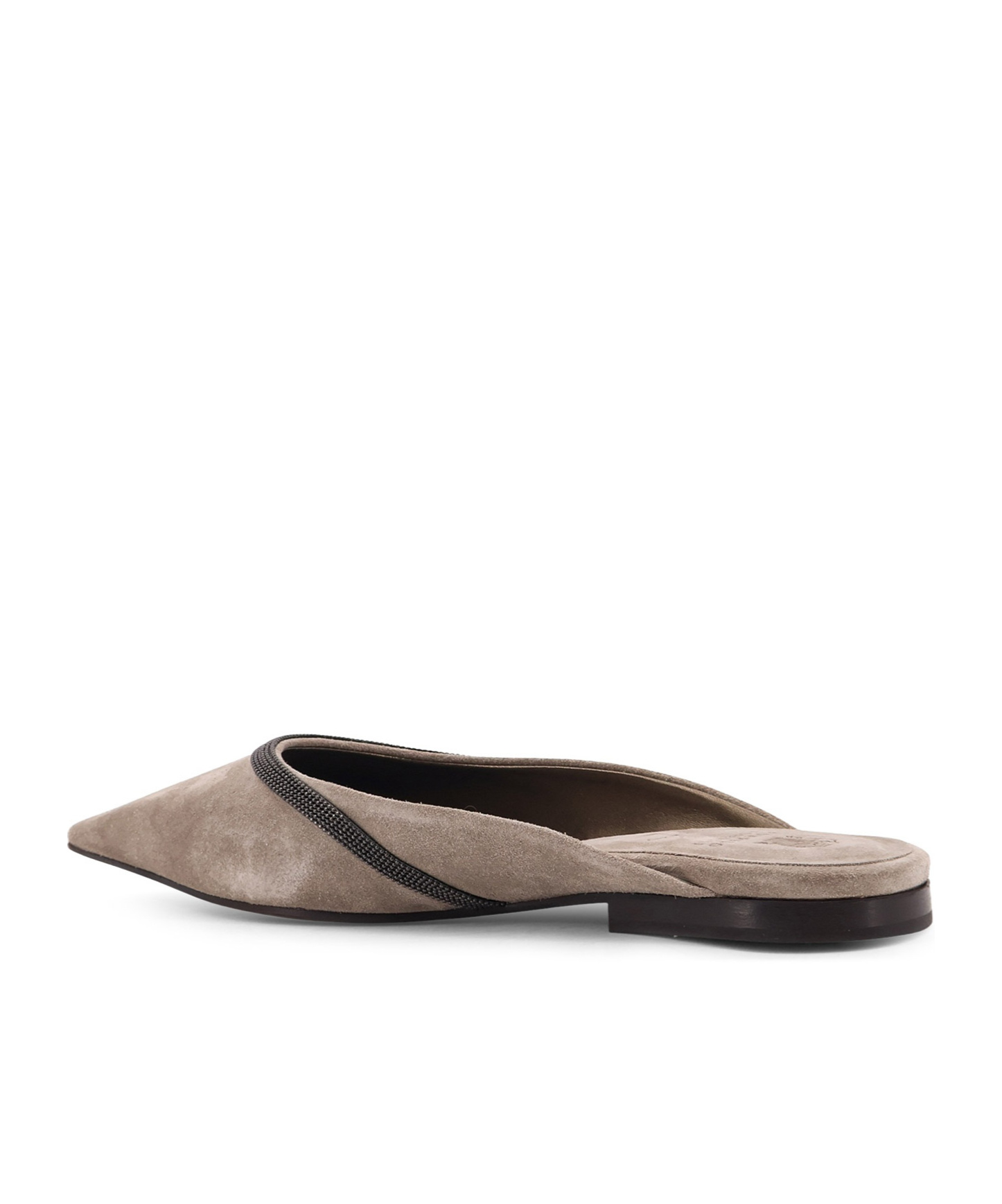 Brunello Cucinelli Chain-embellished Pointed-toe Flats In Neutral