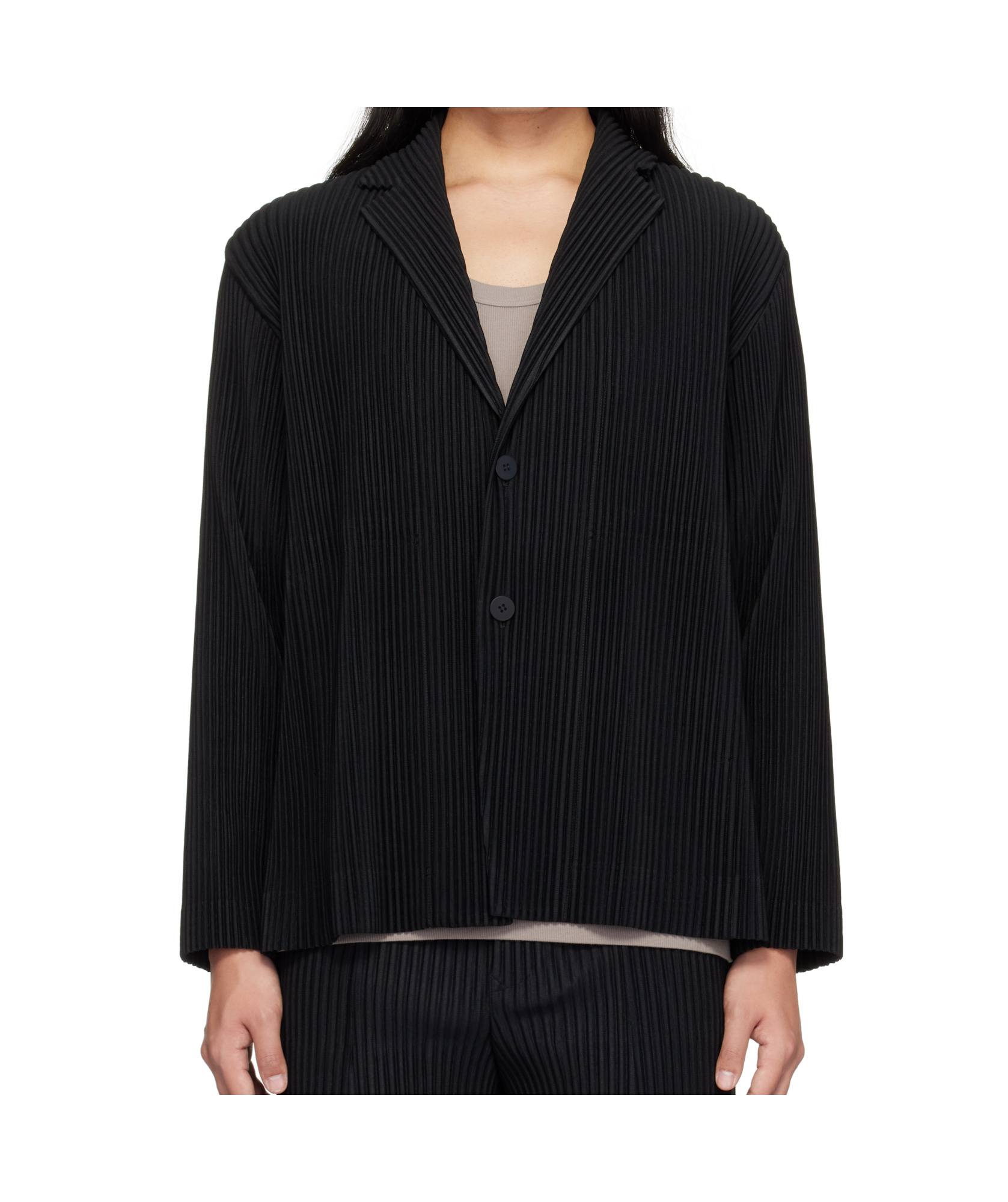 Issey Miyake Black Tailored Pleats 2 Blazer In Black