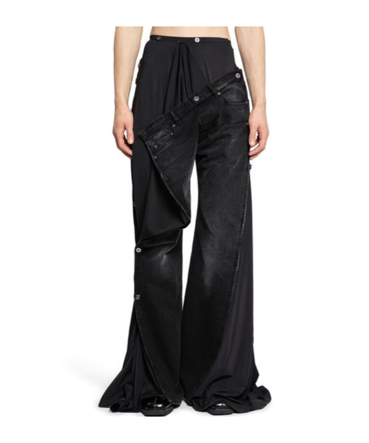 Y/project Y Project Collapsed Waist Jeans Men In Black